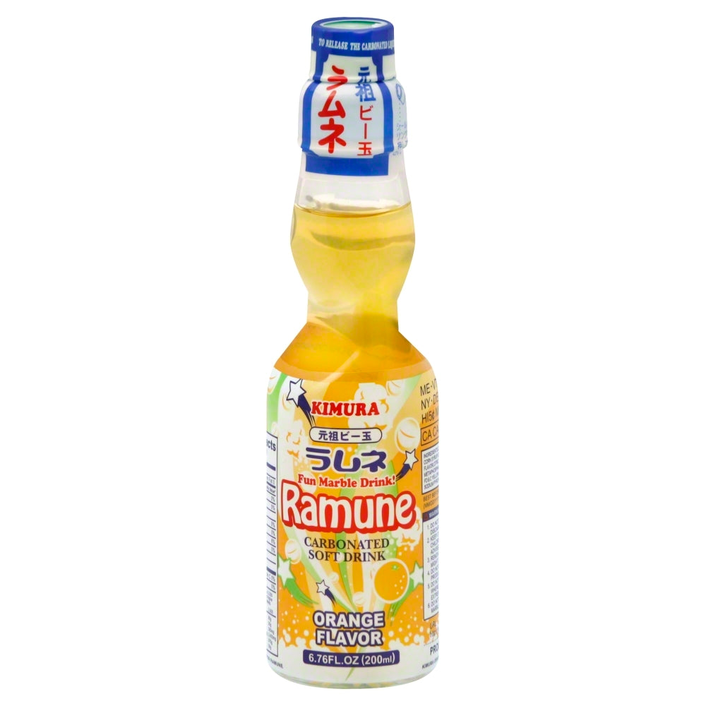 Kimura Beverage Ramune Orange - Case of 18 - 6.76 fl oz.