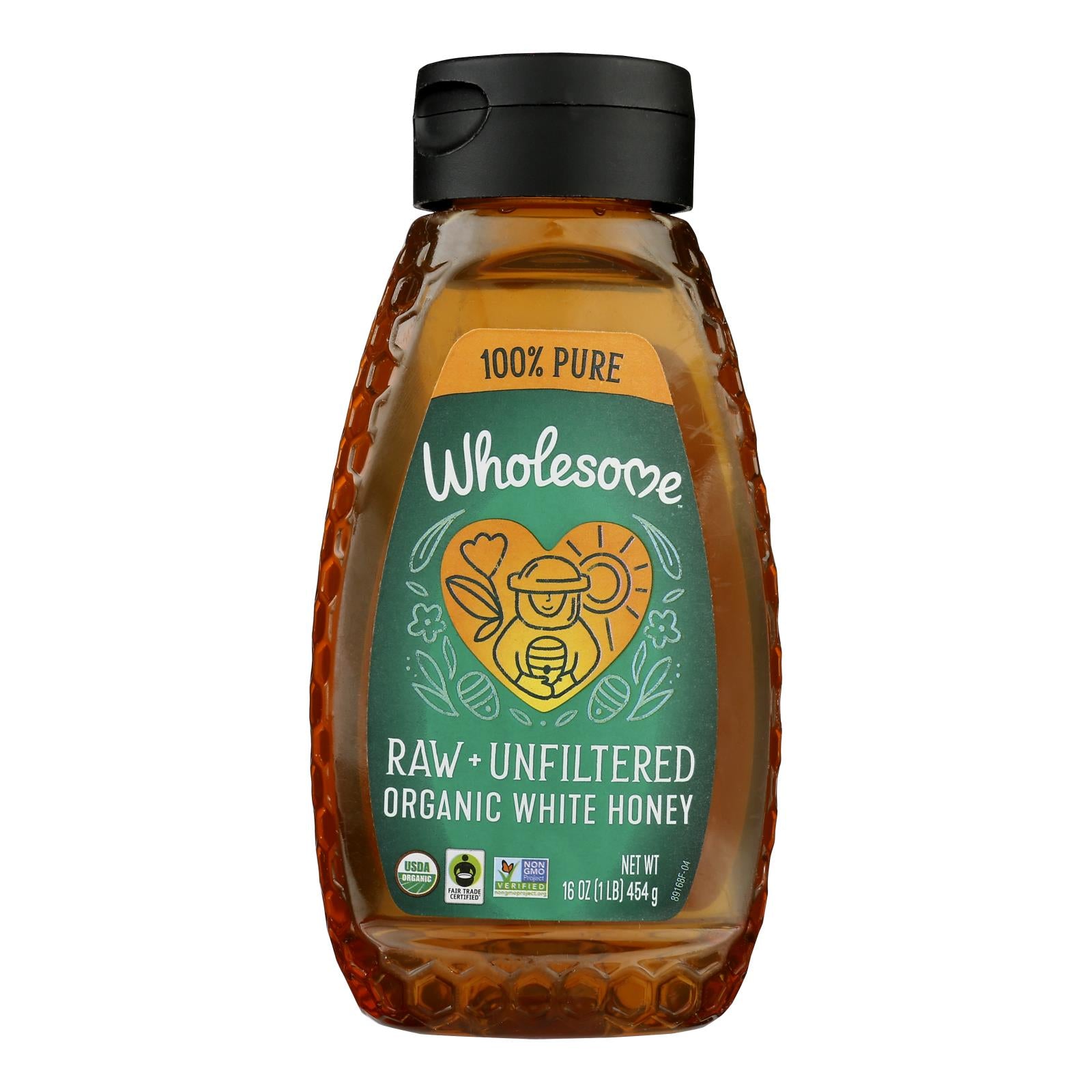 Wholesome Sweeteners Honey - Organic - White - Unfliltered - Squeeze - Case of 6 - 16 oz