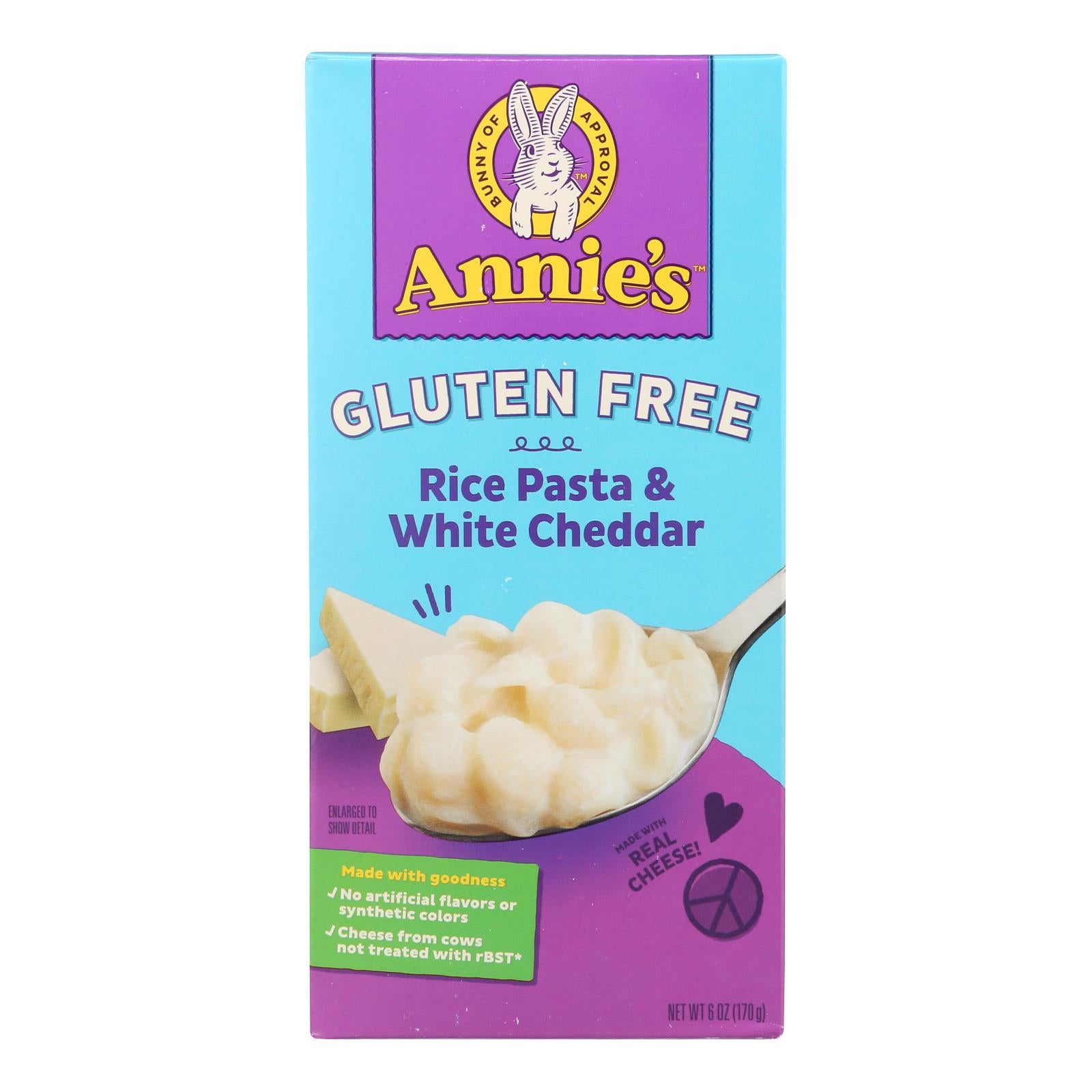Annies Homegrown Macaroni And Cheese - Rice Shells And Creamy White Cheddar - Gluten Free - 6 Oz - Case Of 12