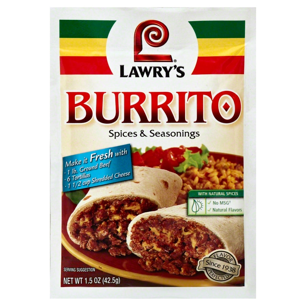 Lawry's Spices & Seasonings Burrito - Case of 12 - 1.5oz