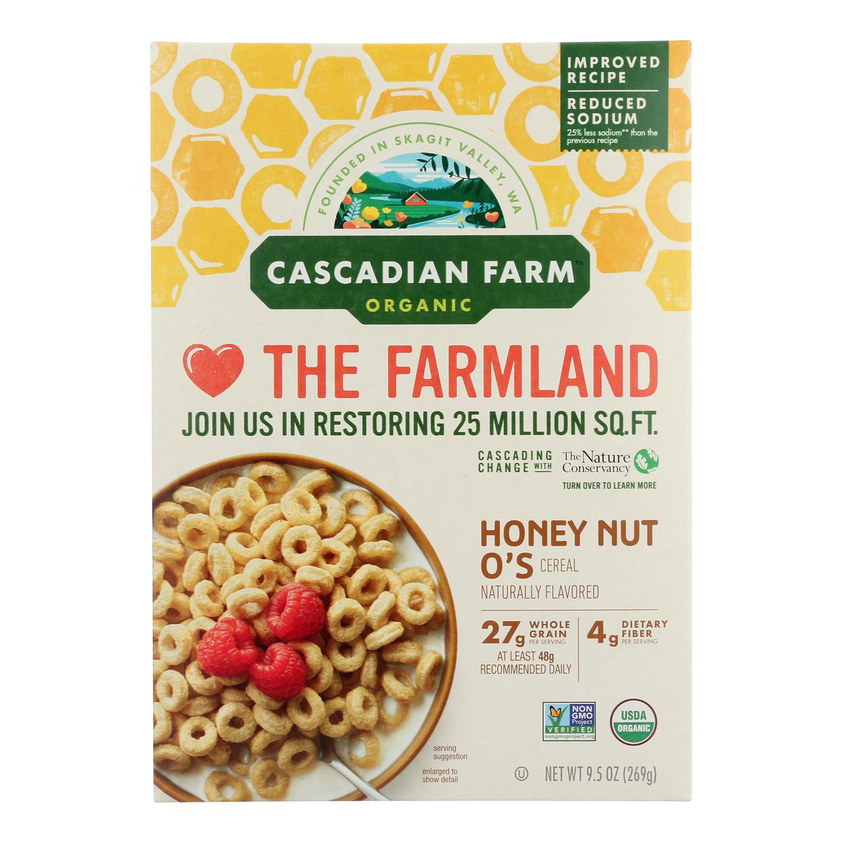 Cascadian Farm Organic Cereal - Honey Nut Os - Case Of 12 - 9.5 Oz