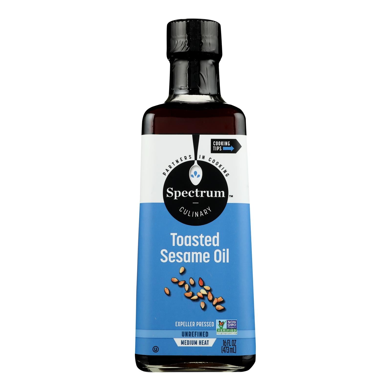 Spectrum Naturals Unrefined Toasted Sesame Oil - Case Of 12 - 16 Fl Oz.