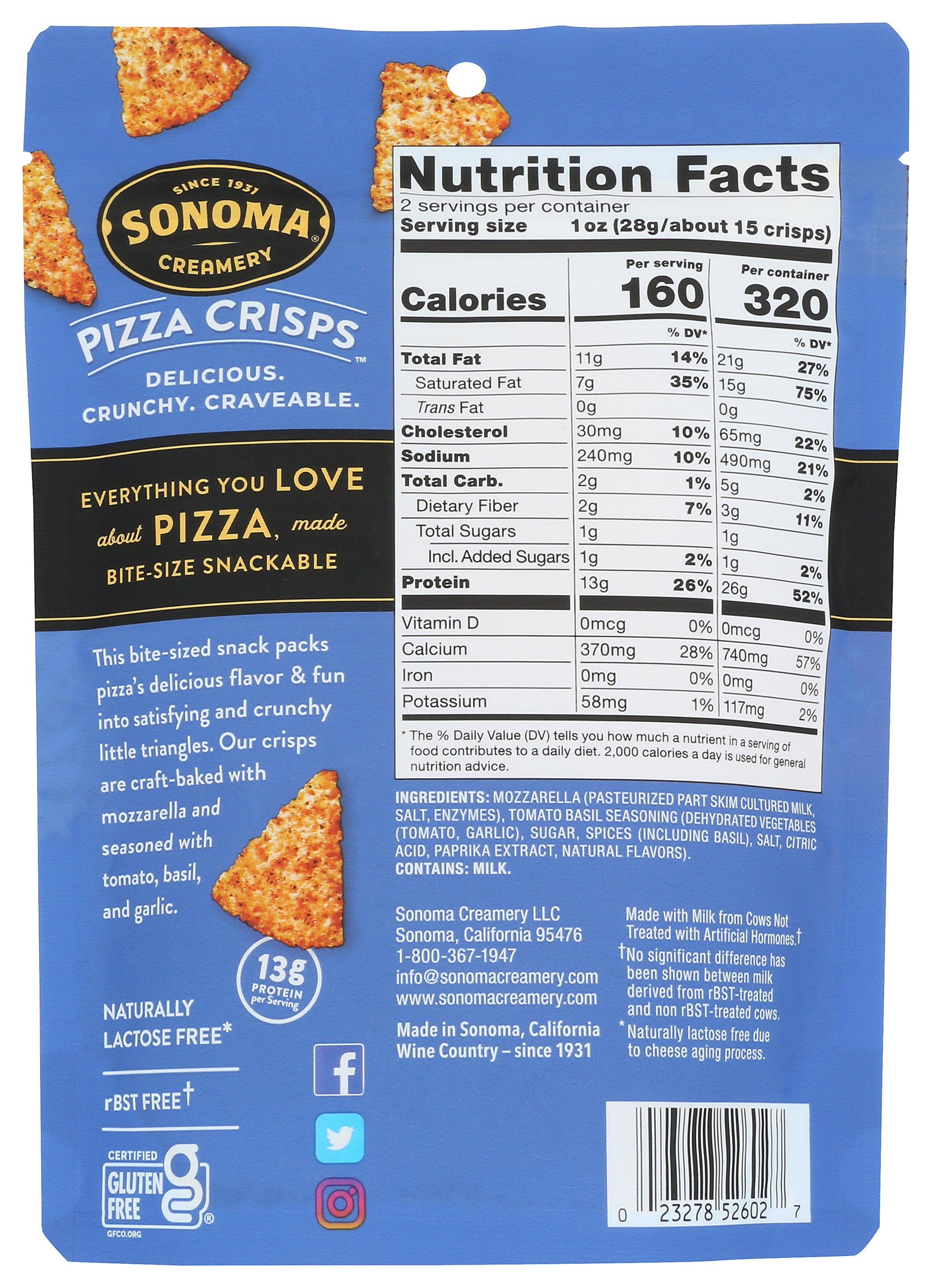 SONOMA CREAMERY CRISPS PIZZA TOMATO BASL - Case of 6