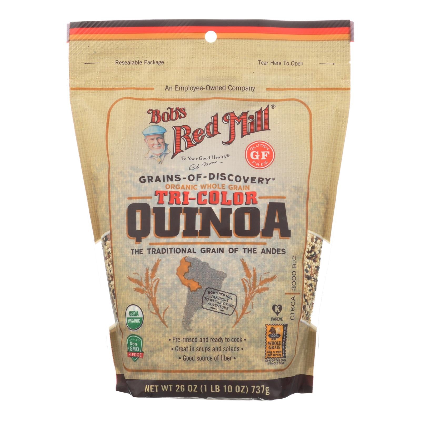 Bob's Red Mill Organic Tri-color Quinoa, 4 Pack, 26 Oz