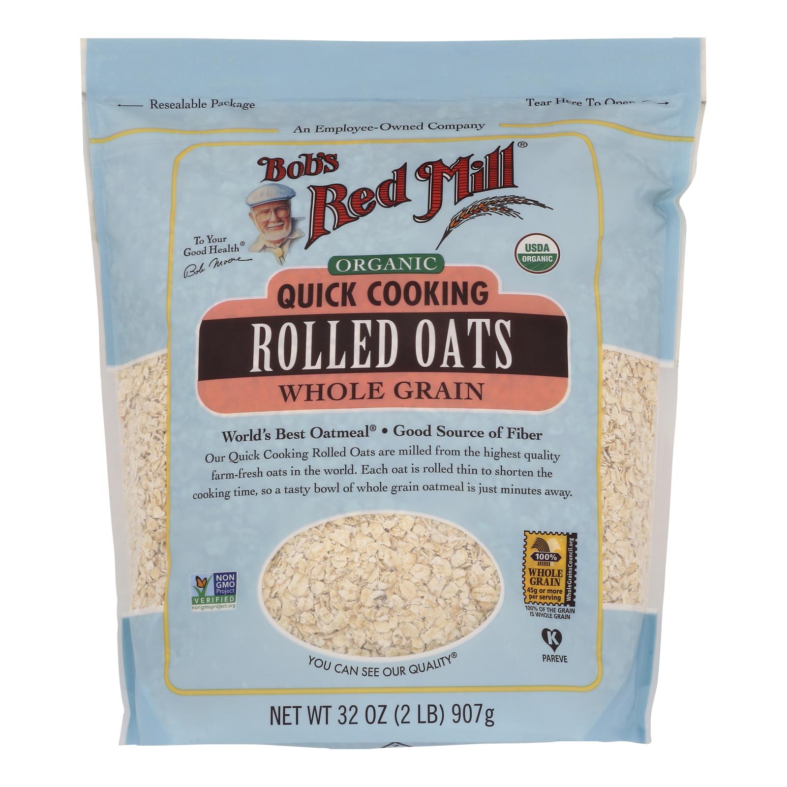 Bob's Red Mill Organic Quick Cooking Oats, 4 Pack, 32 Oz