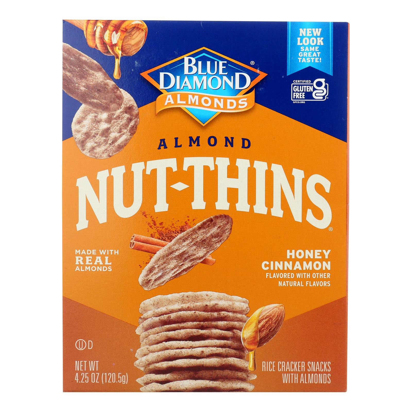 Blue Diamond - Nut Thin Crackers - Honey Cinnamon - Case of 12 - 4.25 oz.