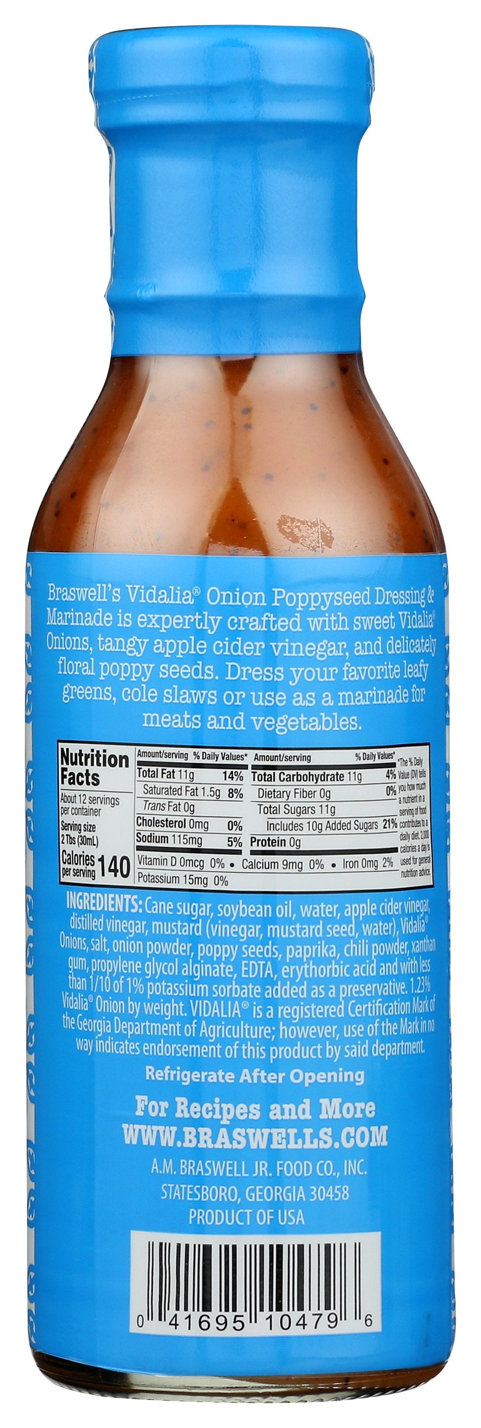 BRASWELL DRSSNG VIDALIA POPPYSEED - Case of 6