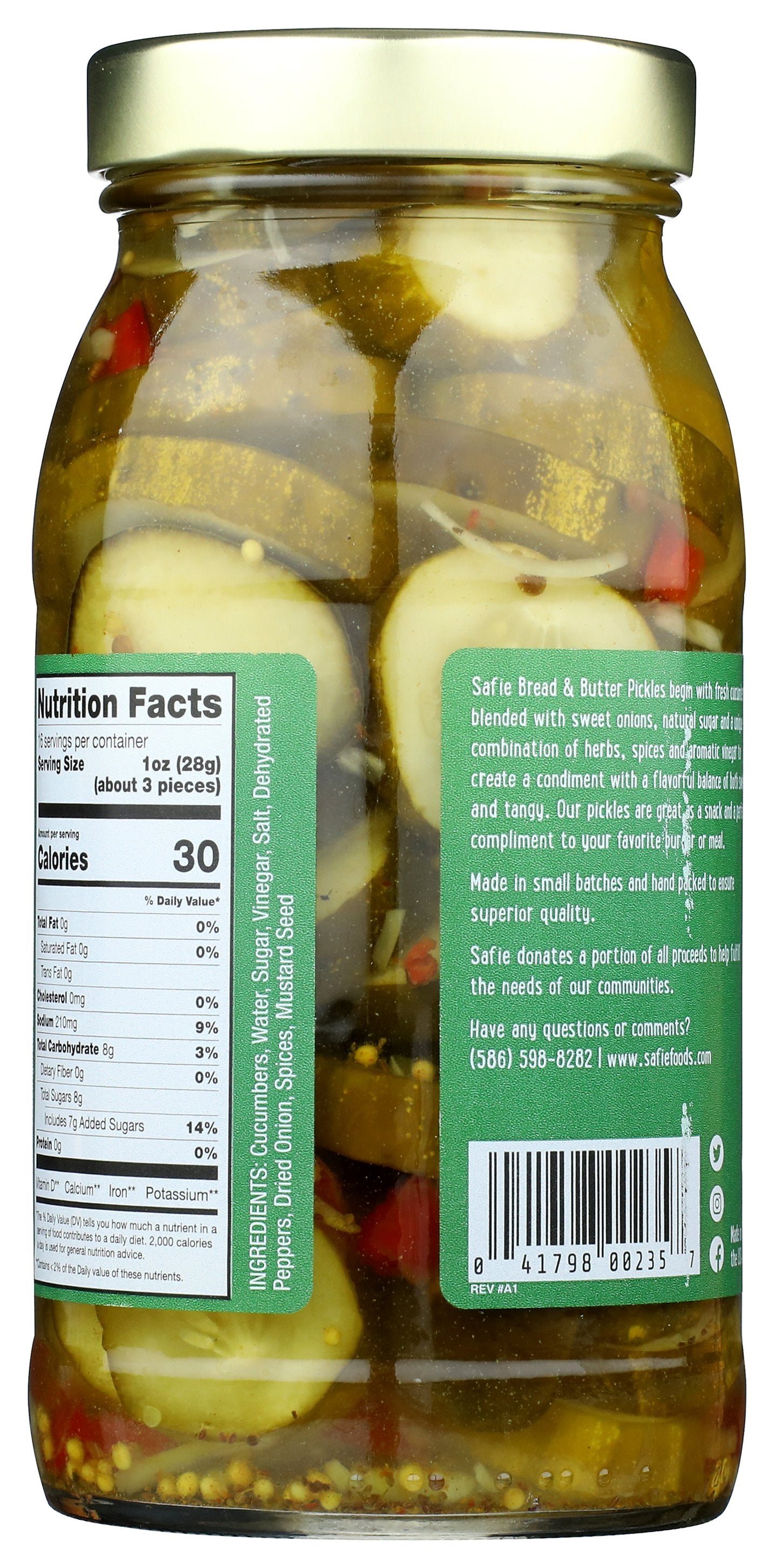 SAFIE PICKLES BREAD AND BUTTER - Case of 6