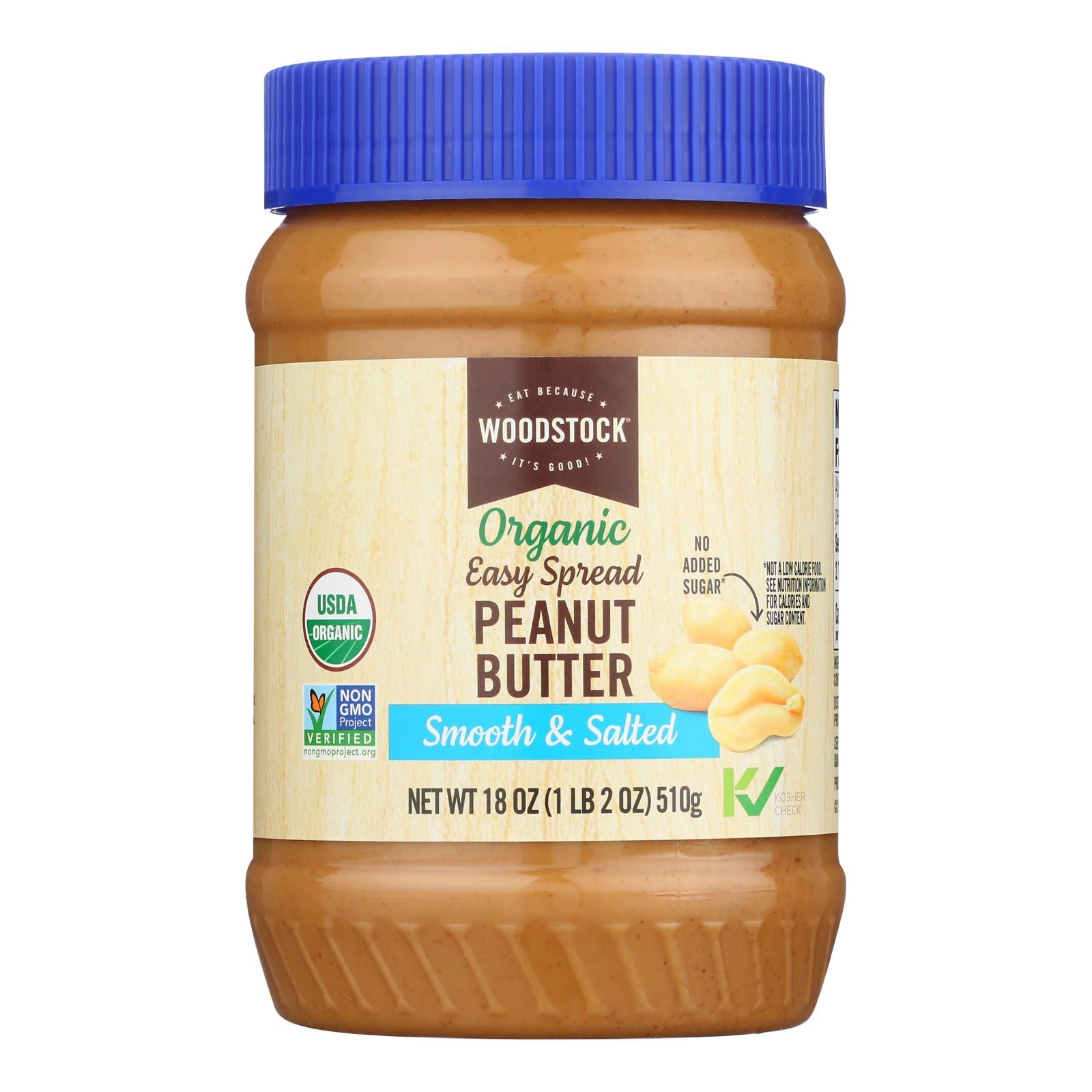 Woodstock Organic Smooth Peanut Butter - 12 Pack, 18 Oz