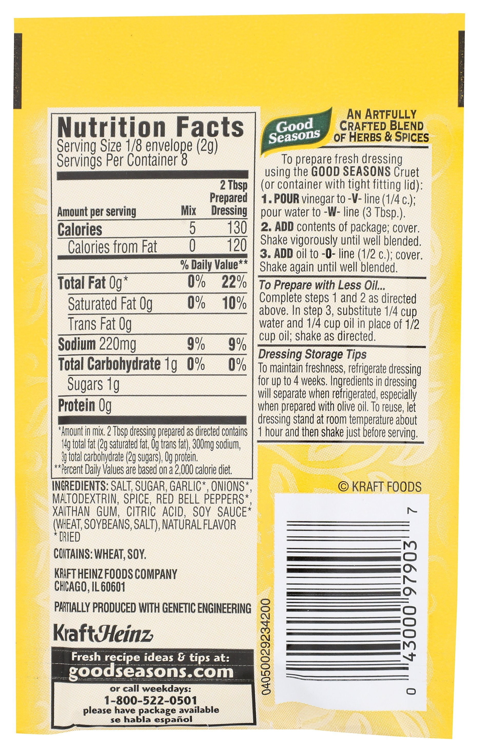 GOOD SEASONS DRESSING ITALIAN ZESTY - Case of 24