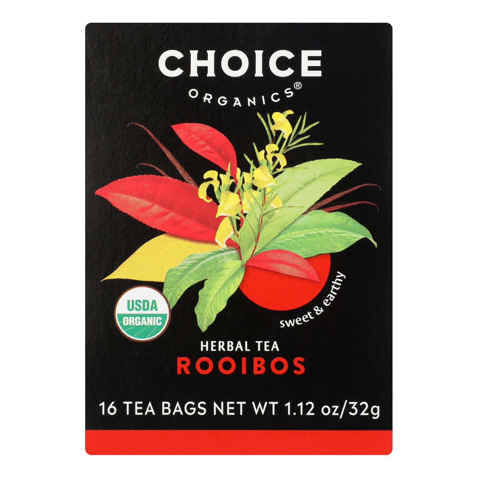 Choice Organic Teas Rooibos Red Bush Tea - 16 Tea Bags - Case Of 6