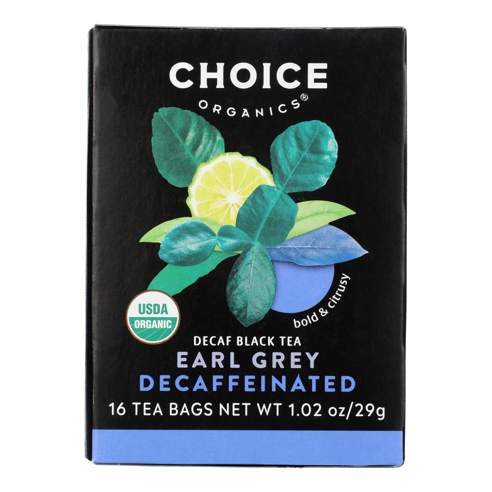 Choice Organic Teas Decaffeinated Earl Grey Tea - 16 Tea Bags - Case Of 6