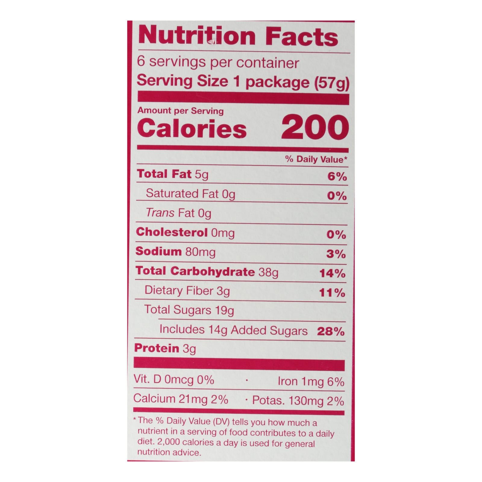 Nature's Bakery Raspberry Fig Bars, Whole Wheat, 2oz, 6 Pack