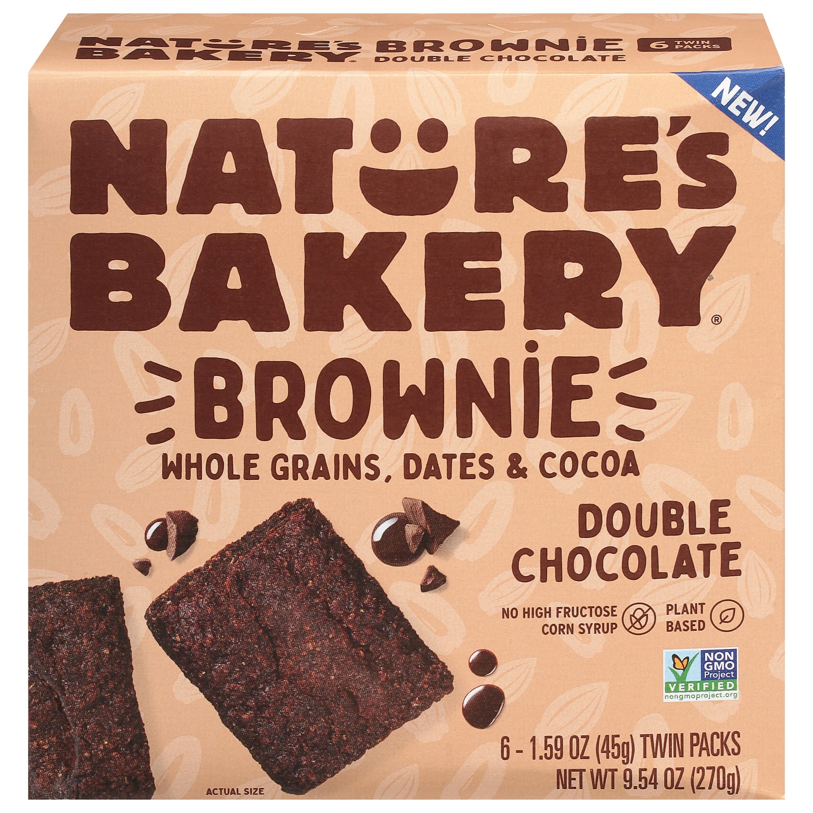 Nature's Bakery Double Chocolate Brownie 6pk, 6x9.54oz