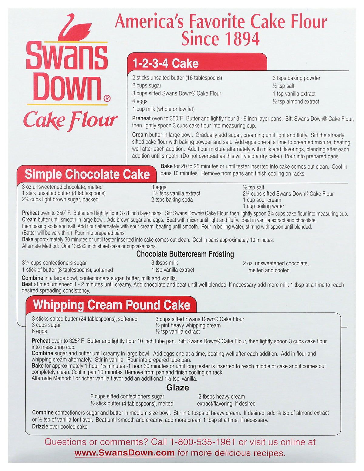 SWANS FLOUR CAKE REGULAR - Case of 8