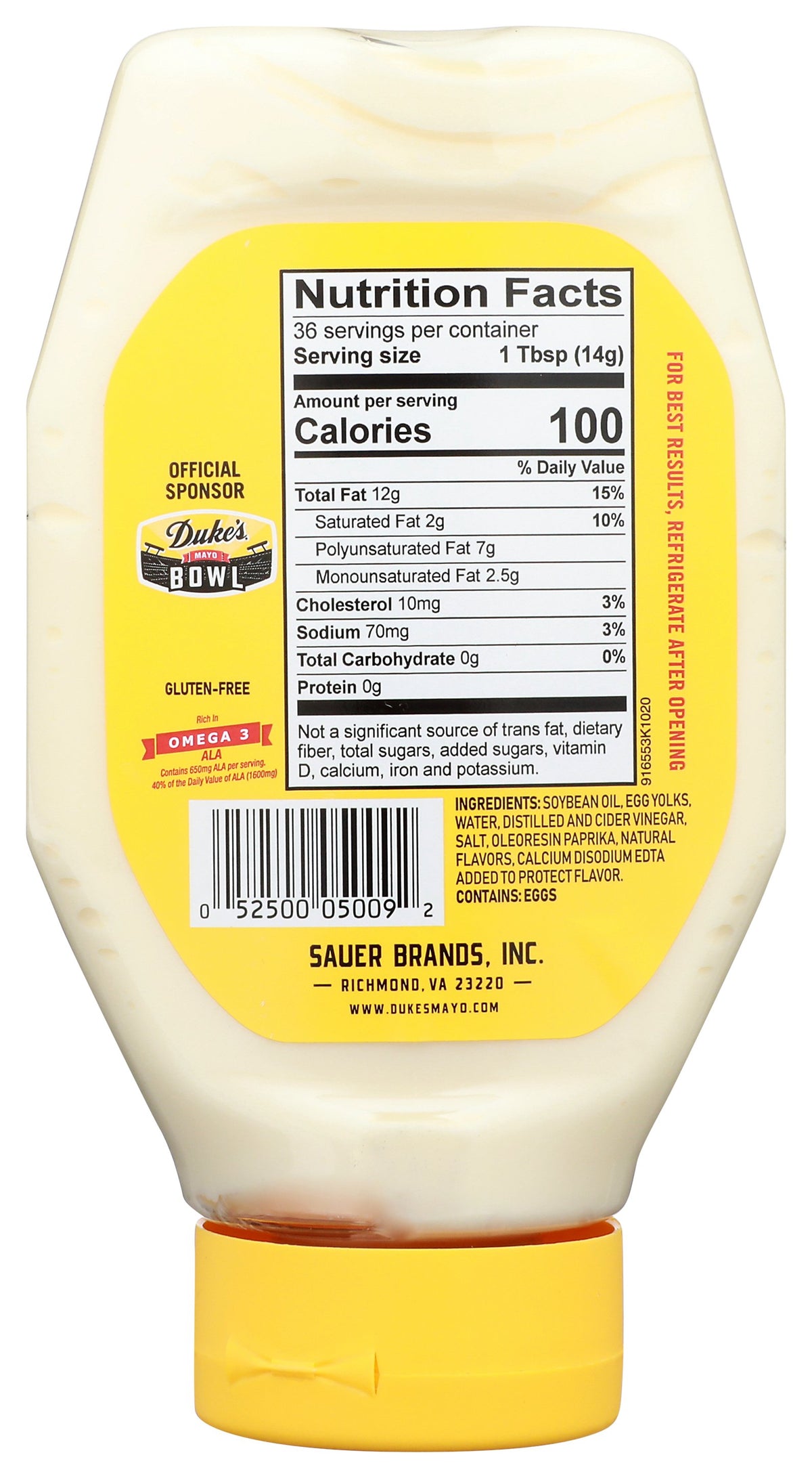 DUKES MAYONNAISE SQZ REGLR - Case of 12