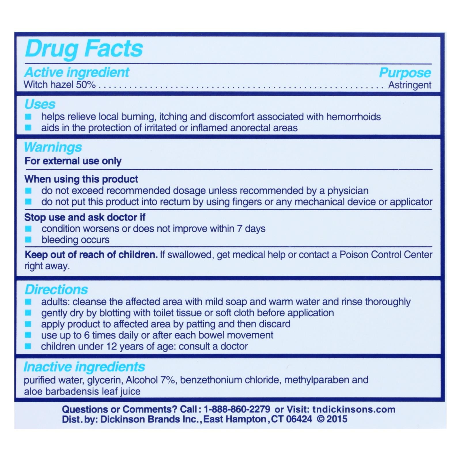 Dickinson Brands Hemorrhoidal Pads - 100 Pads