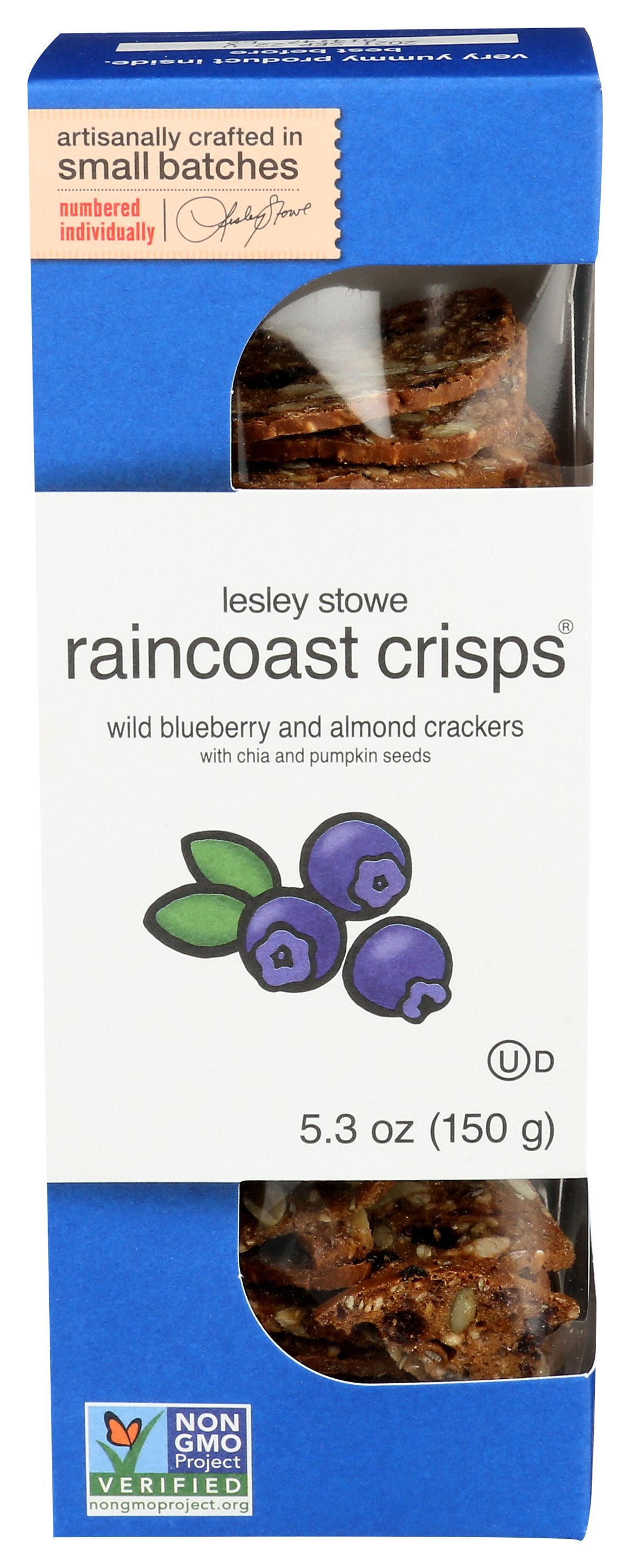 LESLEY STOWE CRISPS BLUEBERRY ALMOND - Case of 12