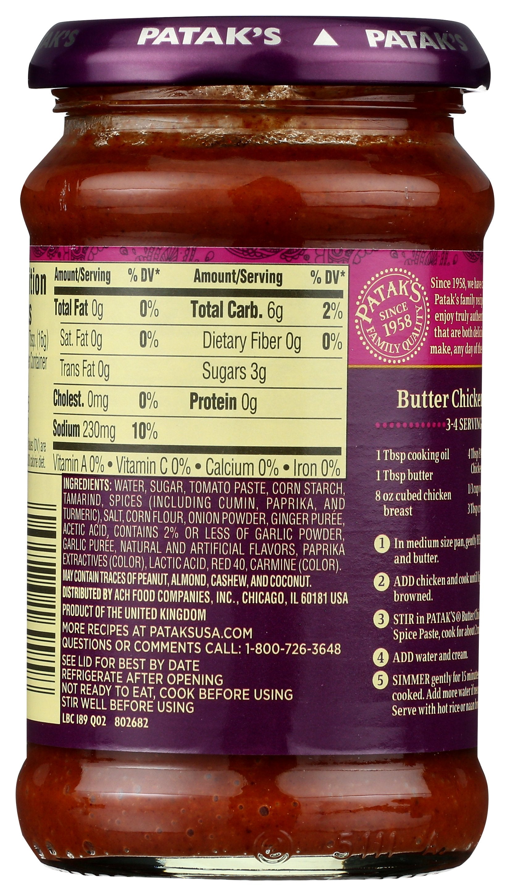 PATAKS PASTE BUTTER CHICKEN - Case of 6