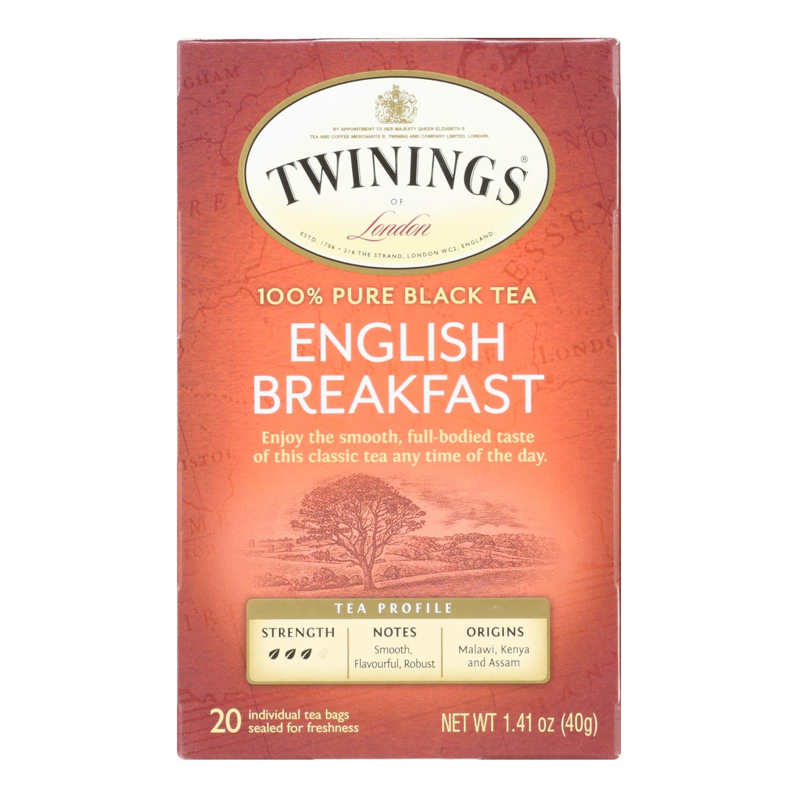 Twinings Tea English Breakfast Tea - Black Tea - Case Of 6 - 20 Bags