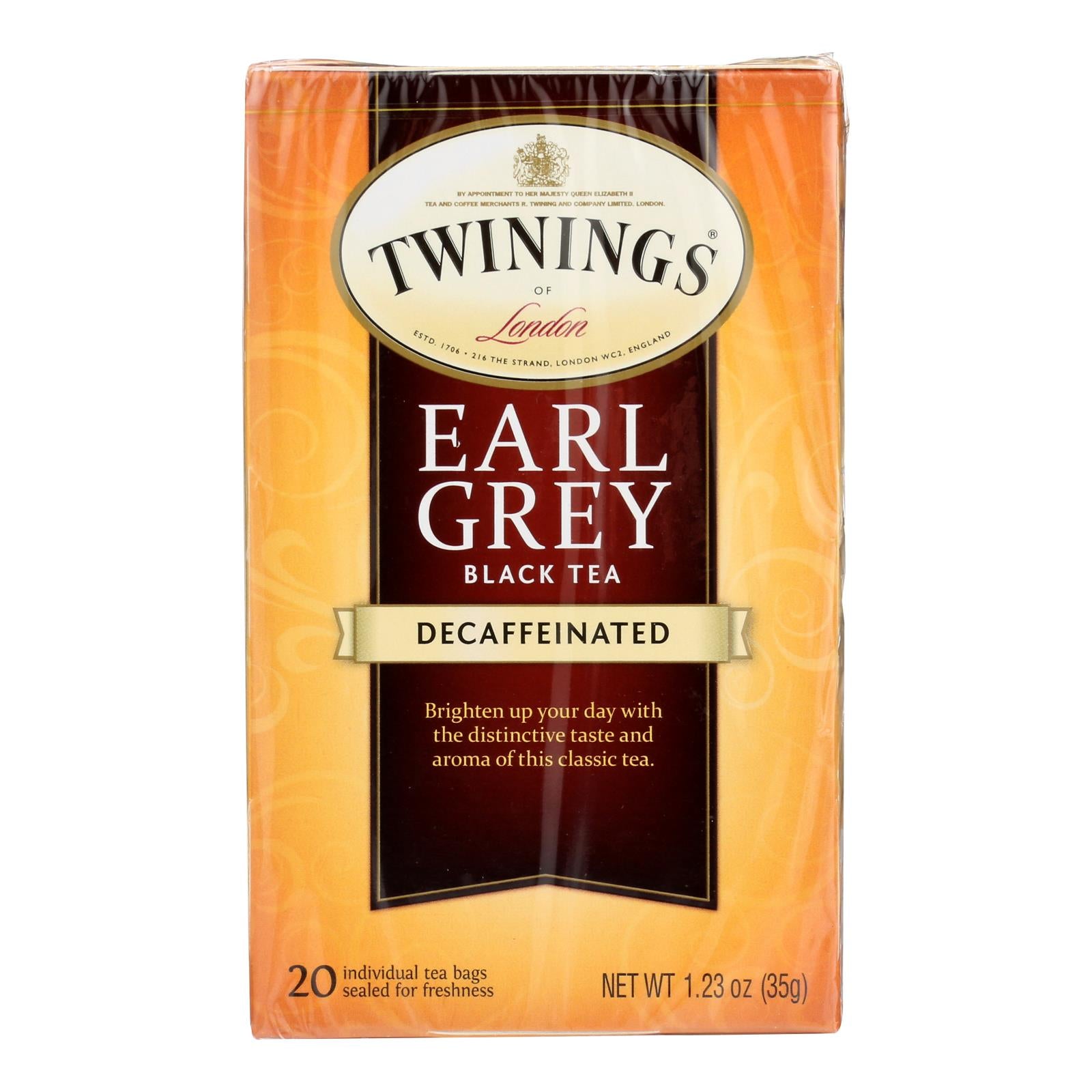 Twinings Tea Earl Grey Tea - Decaffeinated - Case Of 6 - 20 Bags