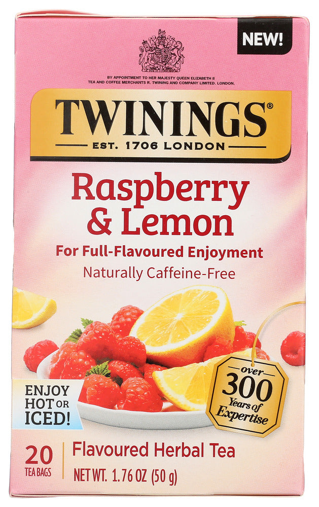 Twinings Raspberry & Lemon Flavoured Herbal Tea, 20 Count Box, Pack of 6