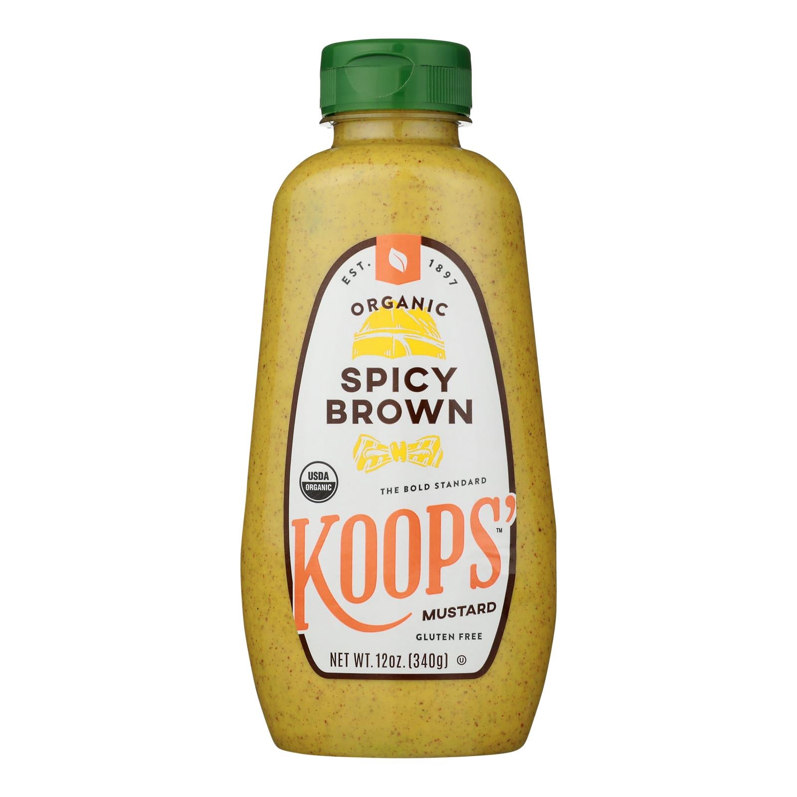 Koops' Organic Mustard: Spicy Brown Gluten Free - Case Of 12 - 12 Oz