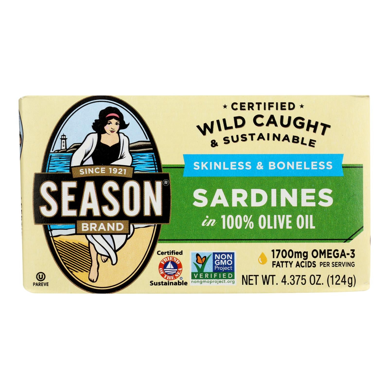 Season Sardines In Olive Oil - Case Of 12 - 4.375 Oz