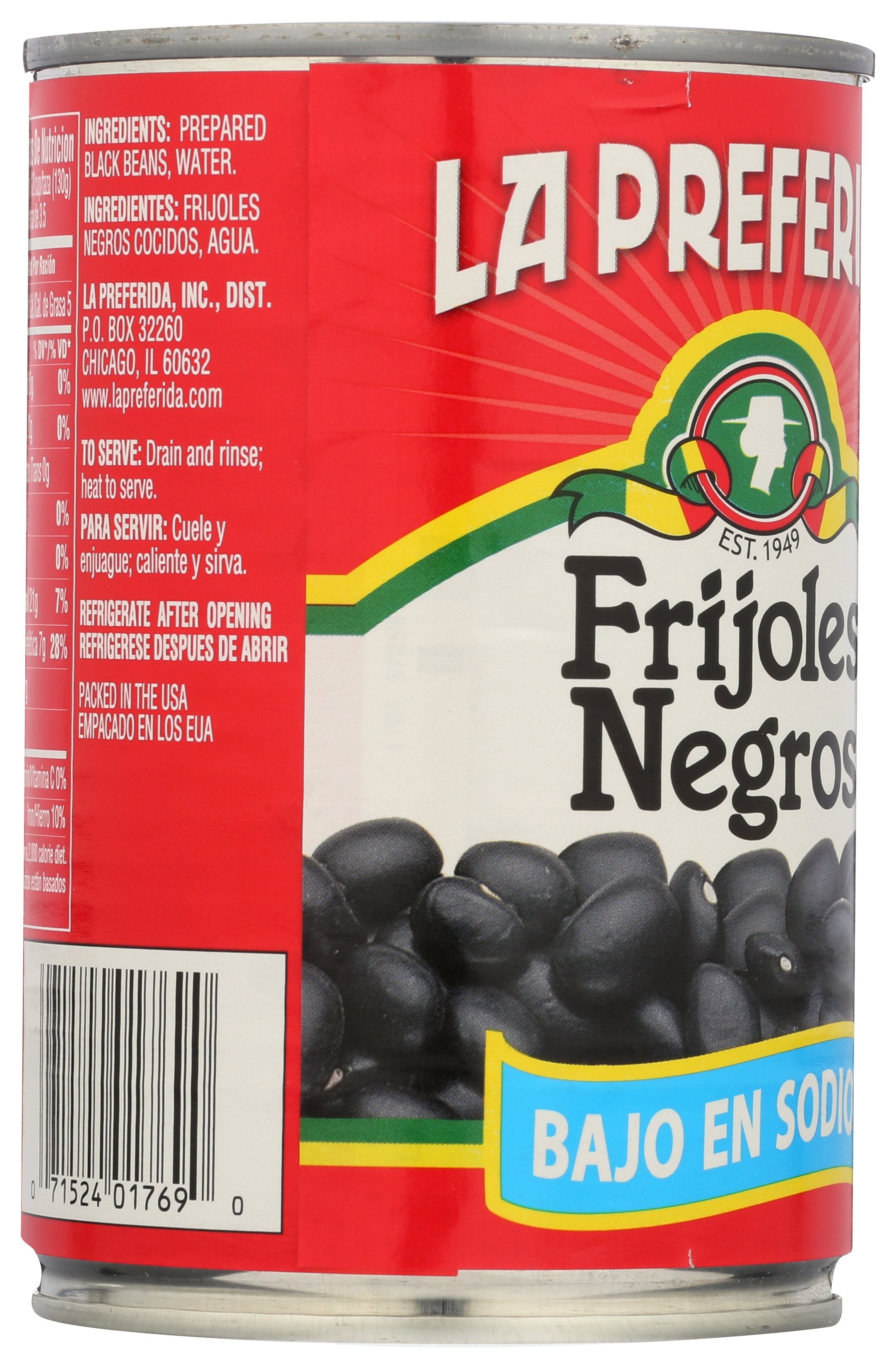 LA PREFERIDA BEAN BLK LOW SODIUM - Case of 12