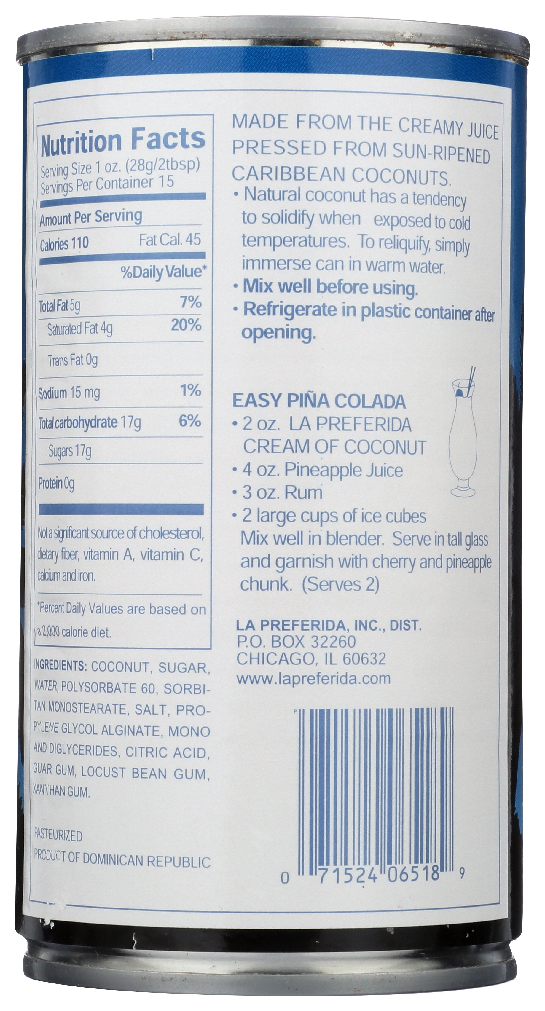 LA PREFERIDA CREAM OF CCNUT - Case of 12
