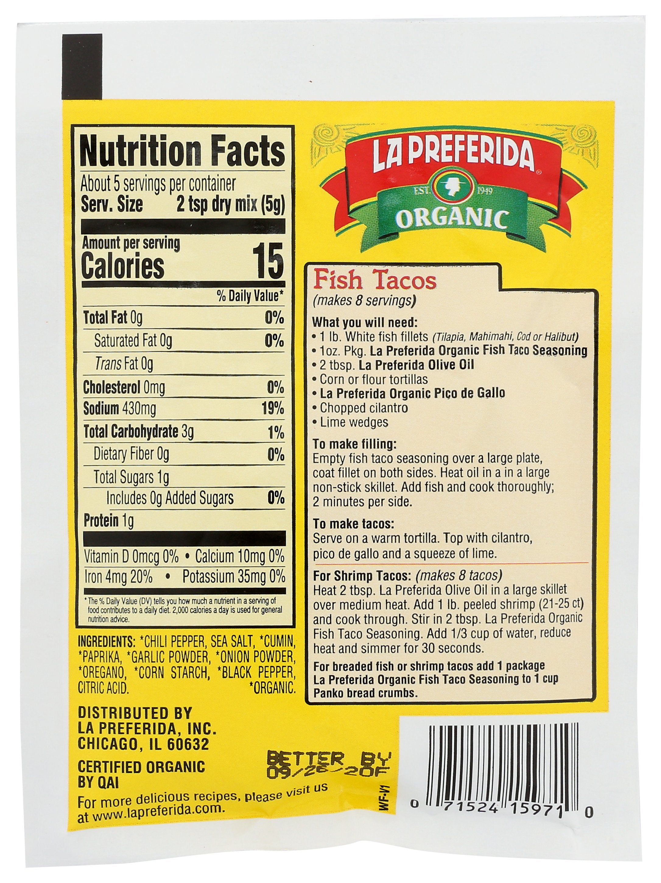 LA PREFERIDA SEASONING FISH TACO - Case of 12