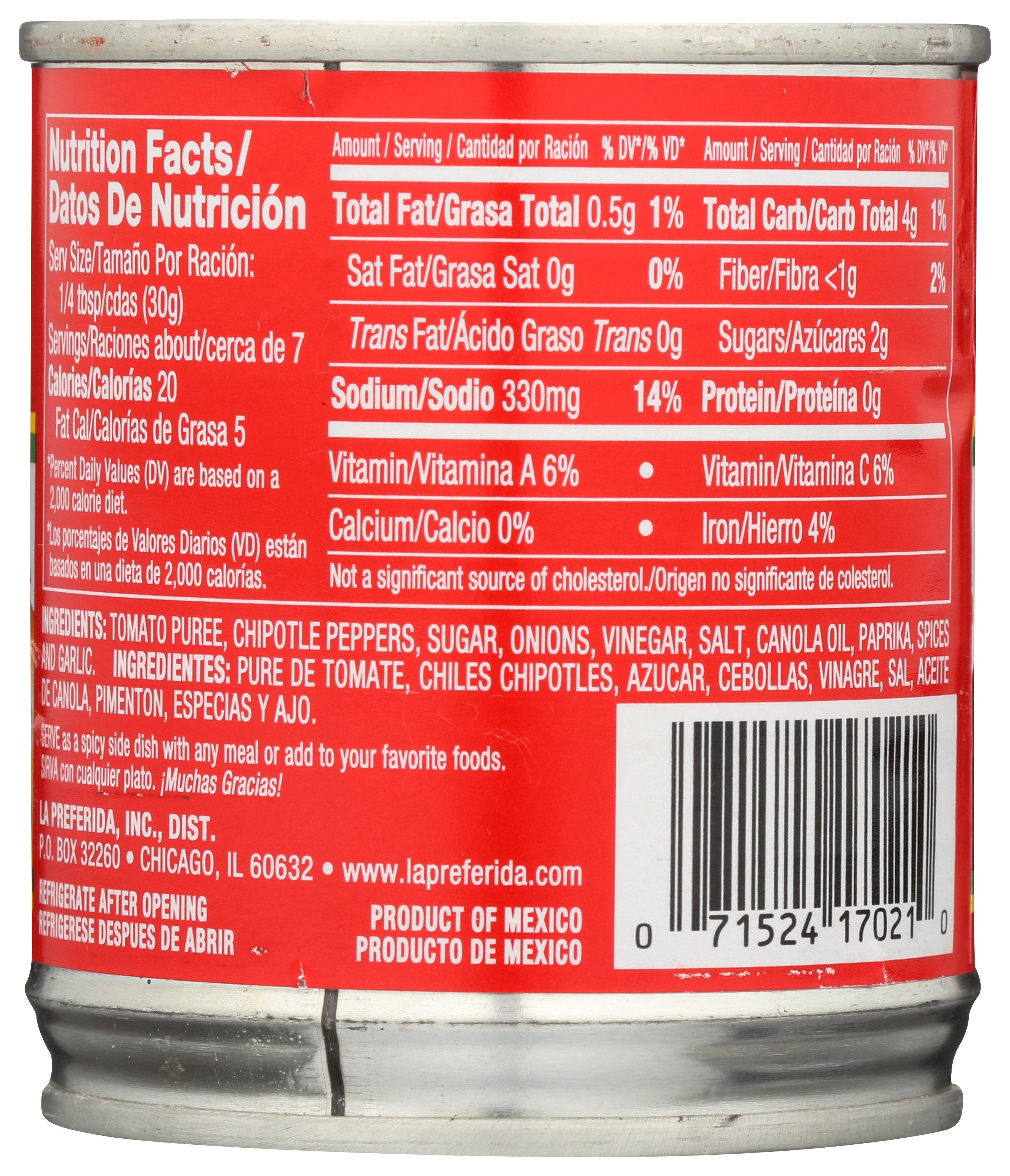 LA PREFERIDA SALSA CHIPOTLE - Case of 12