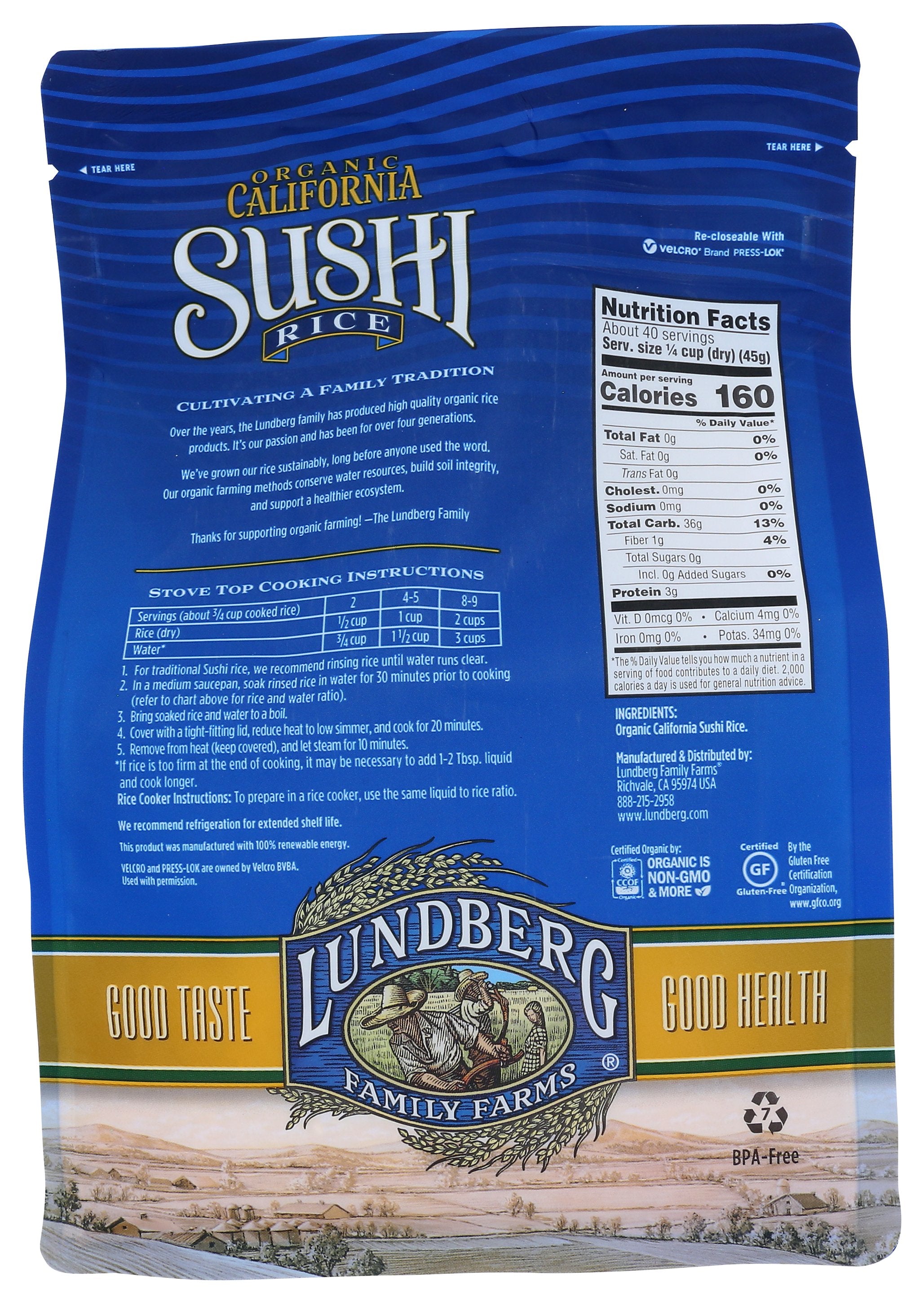LUNDBERG RICE OG WHITE SUSHI ORG - Case of 6