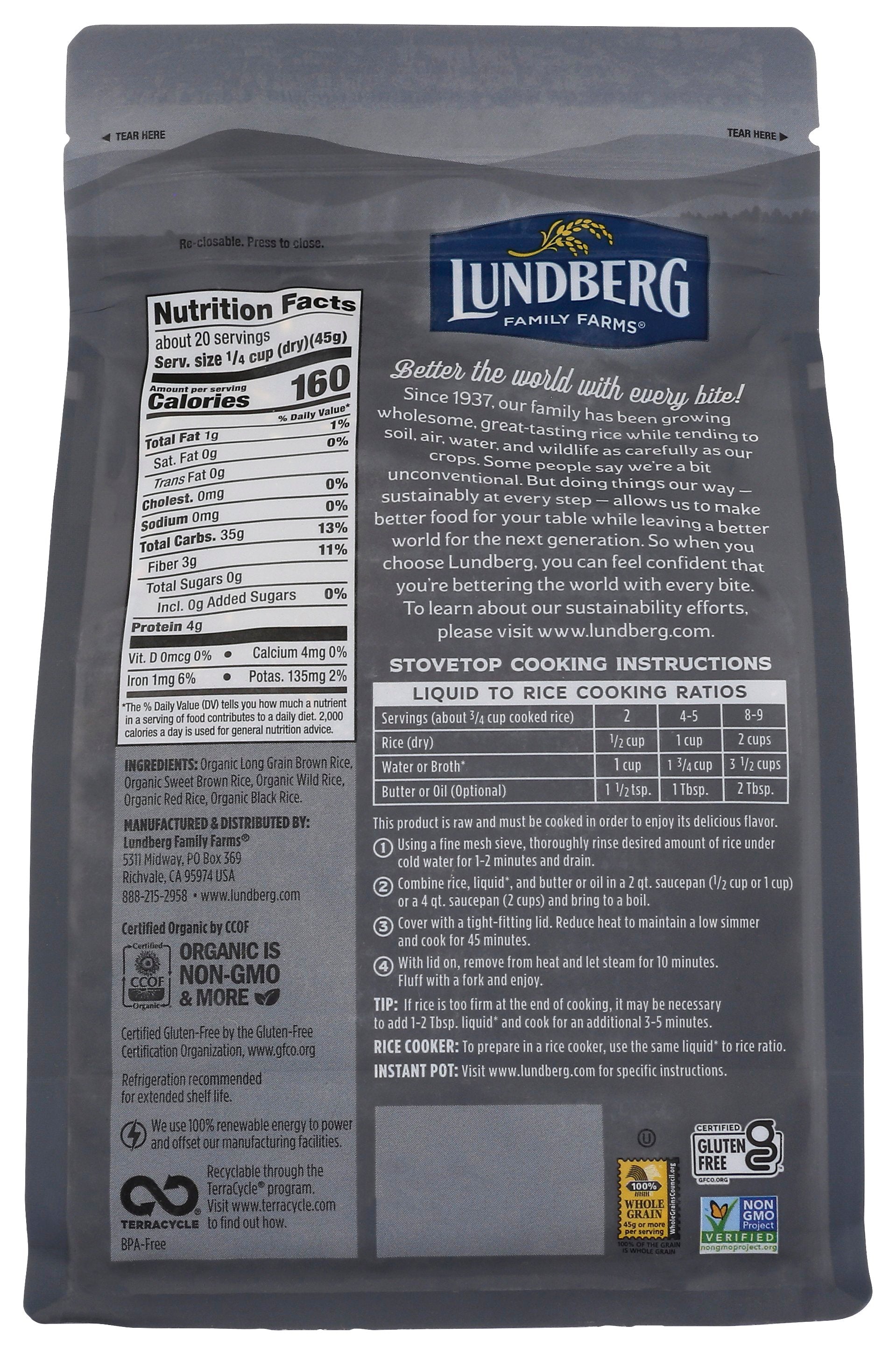 LUNDBERG RICE OG WILD BLND ORG - Case of 6