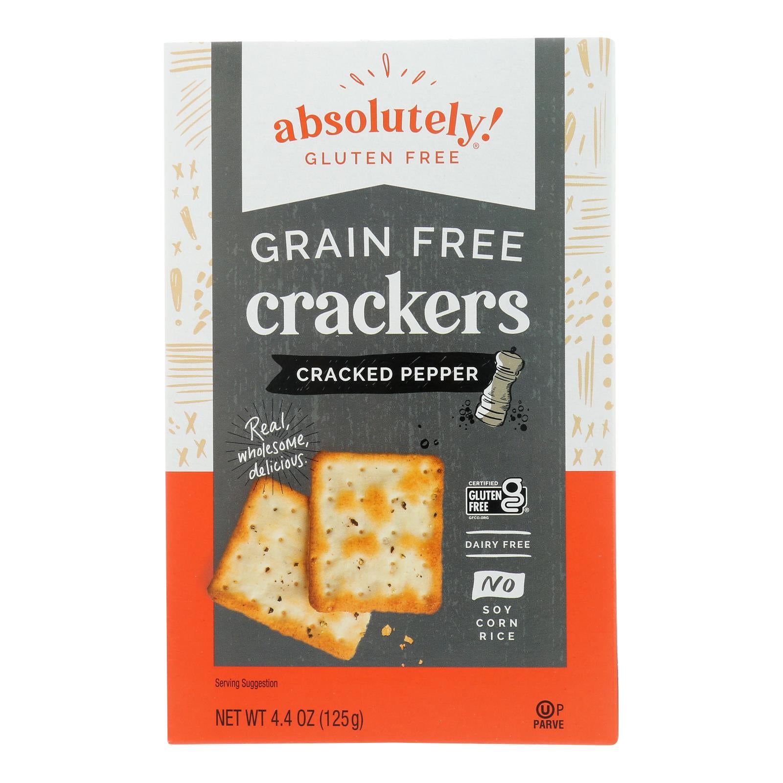 Absolutely Gluten Free - Crackers - Cracked Pepper - Case Of 12 - 4.4 Oz.