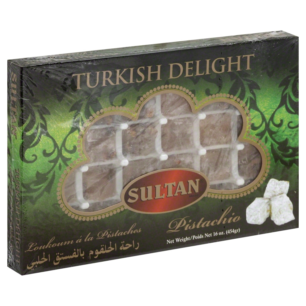 Sultan Candy Turkish Delight Pistachio - Case of 6 - 16 oz