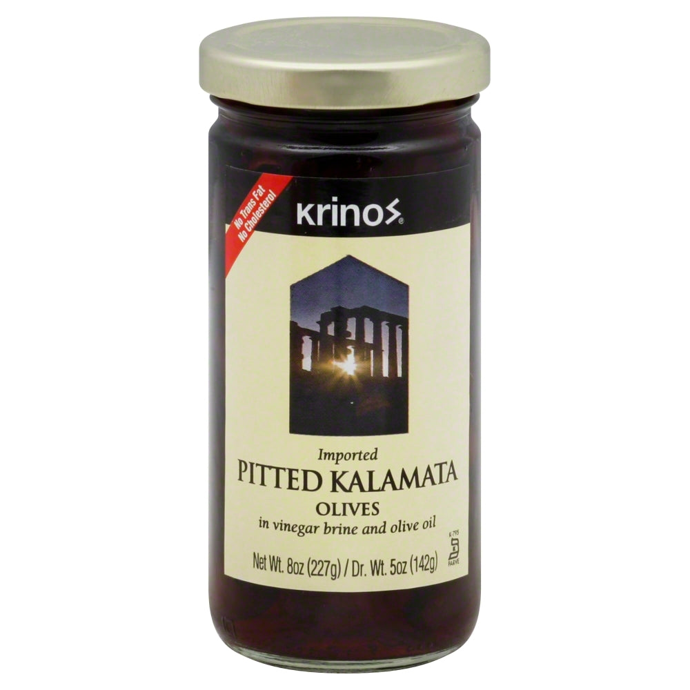 Krinos Pitted Kalamata Olives - Case of 6 - 8 oz