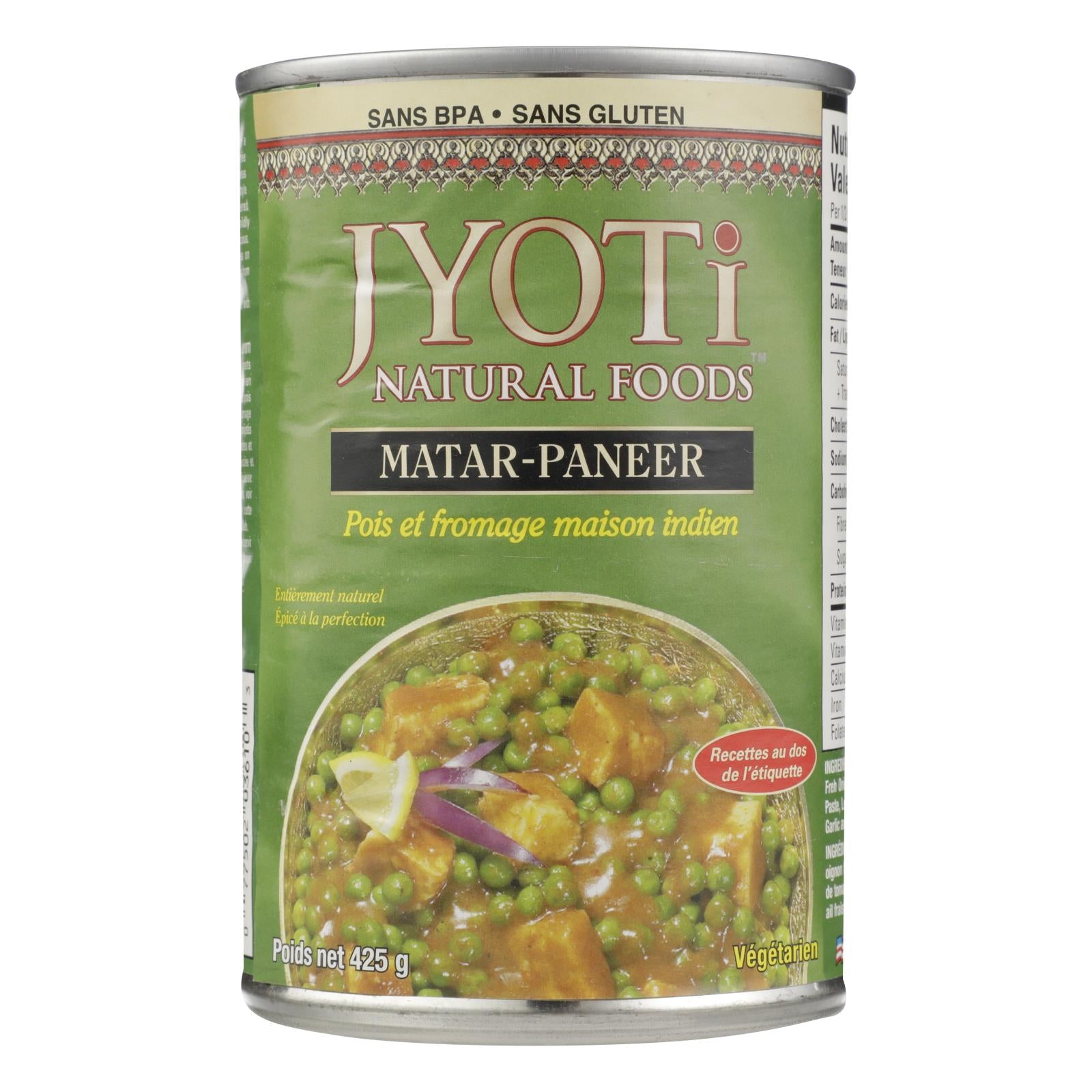 Jyoti Cuisine India Matar Paneer - Case Of 12 - 15 Oz.