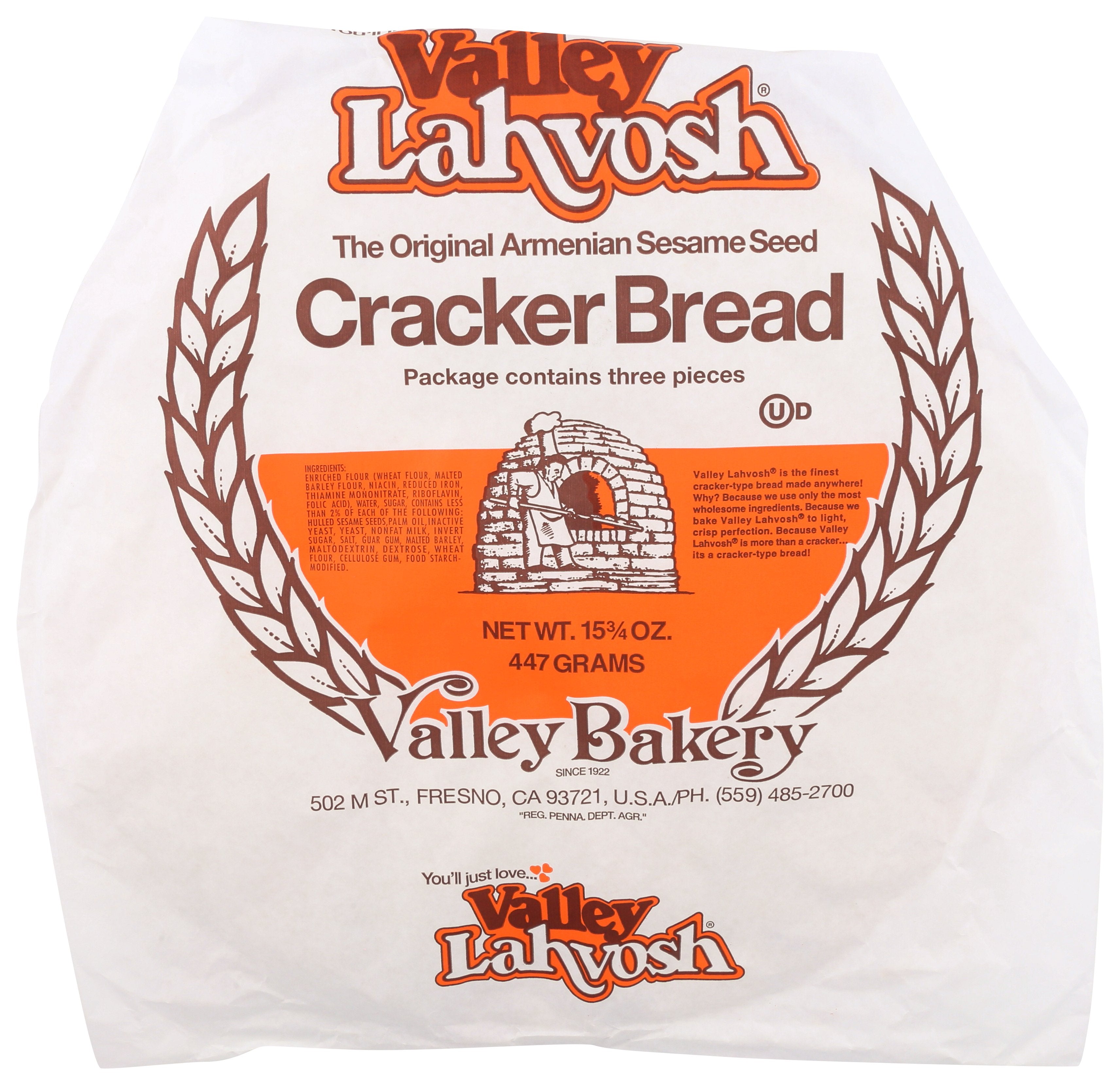 VALLEY LAHVOSH CRACKER RND 15IN ORGNL - Case of 7