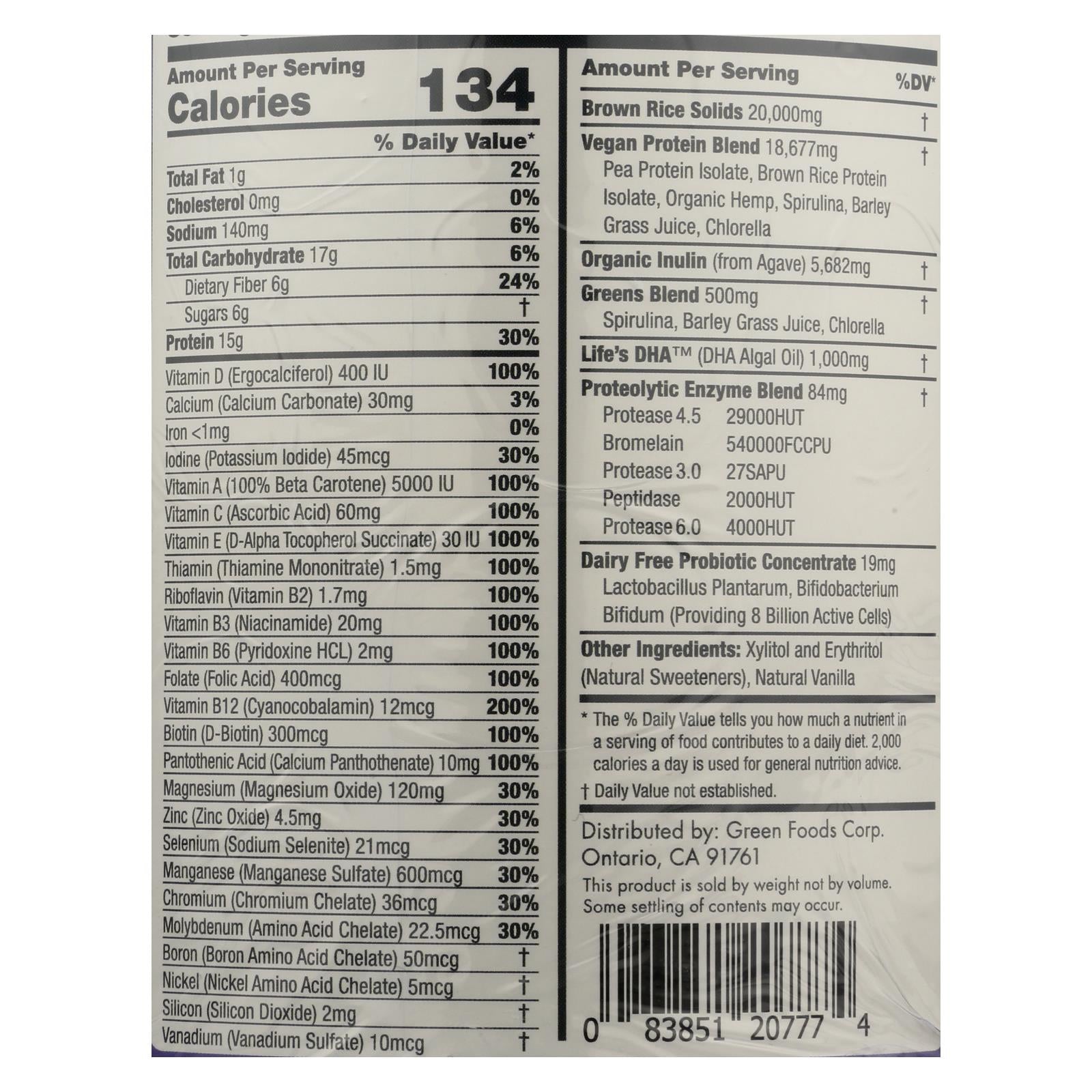 Green Foods True Vitality Plant Protein Shake In Vanilla - 1 Each - 25.2 Oz