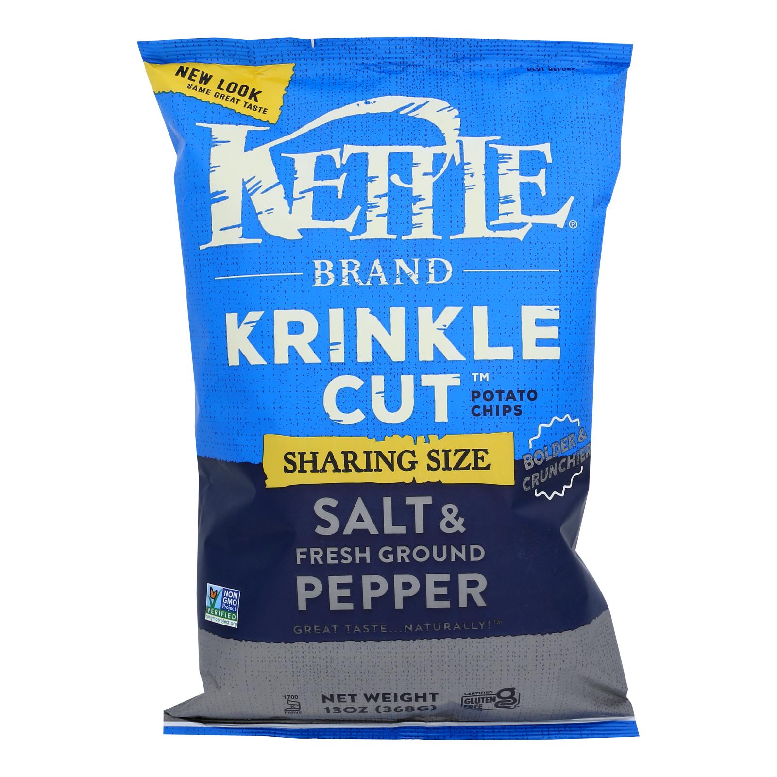 Kettle Brand Salt & Pepper Krinkle Cut Potato Chips - Case Of 9 - 13 Oz