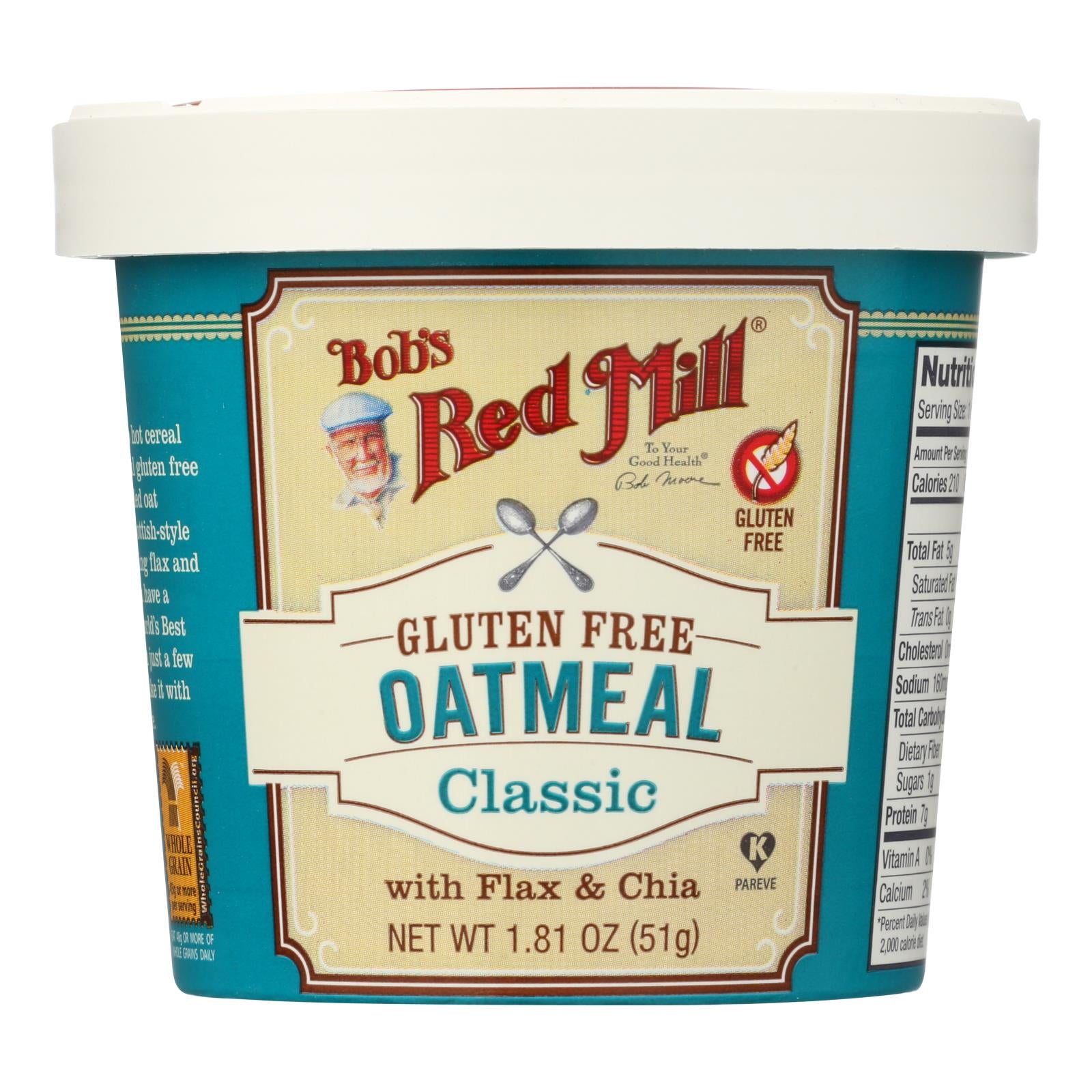Bob's Red Mill Gluten-Free Oatmeal Cup, Flax/Chia, 12-Pack