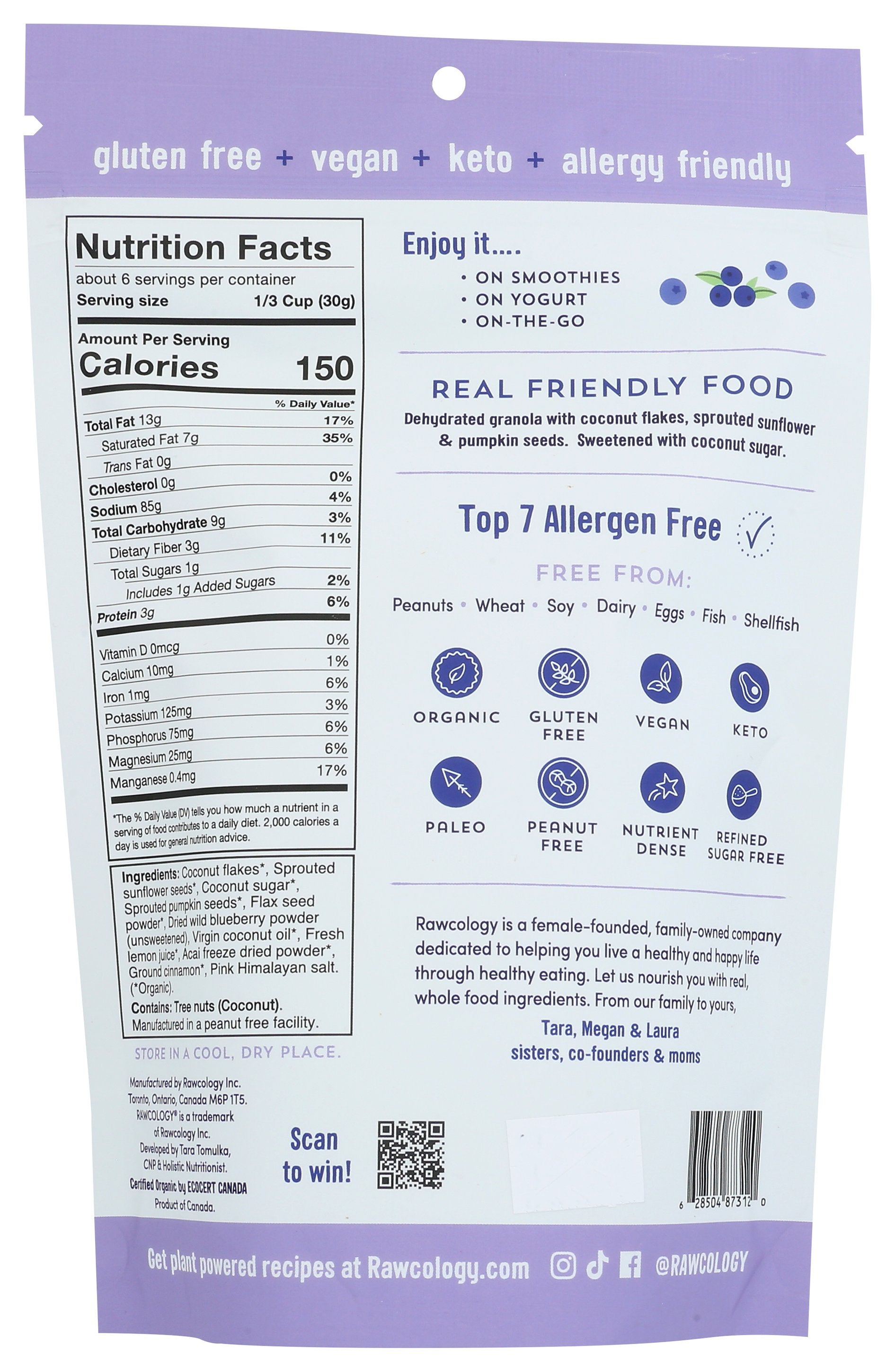 RAWCOLOGY GRANOLA BLBRY ACAI ORG - Case of 6
