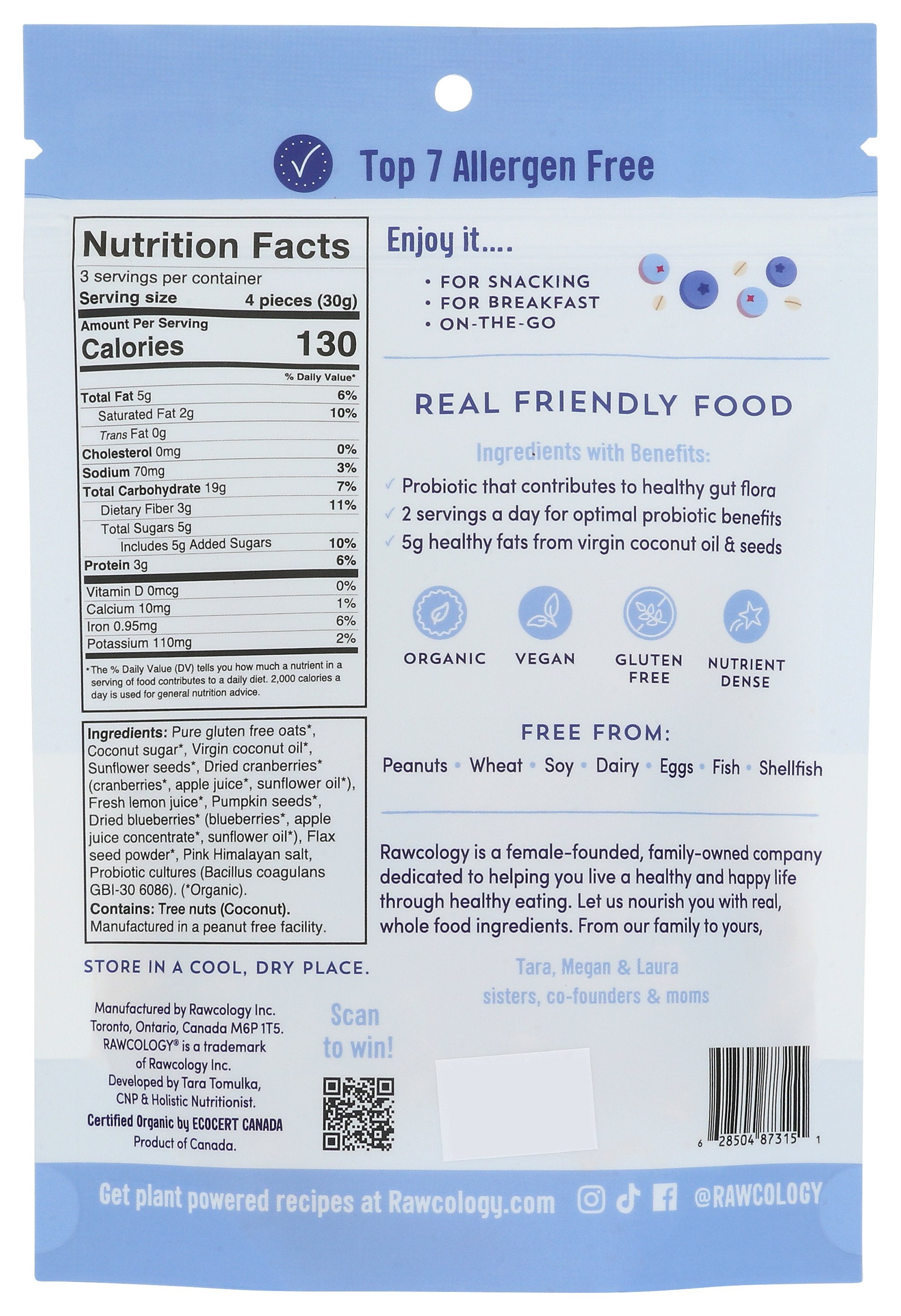 RAWCOLOGY OAT CLUSTERS BERRY B ORG - Case of 6