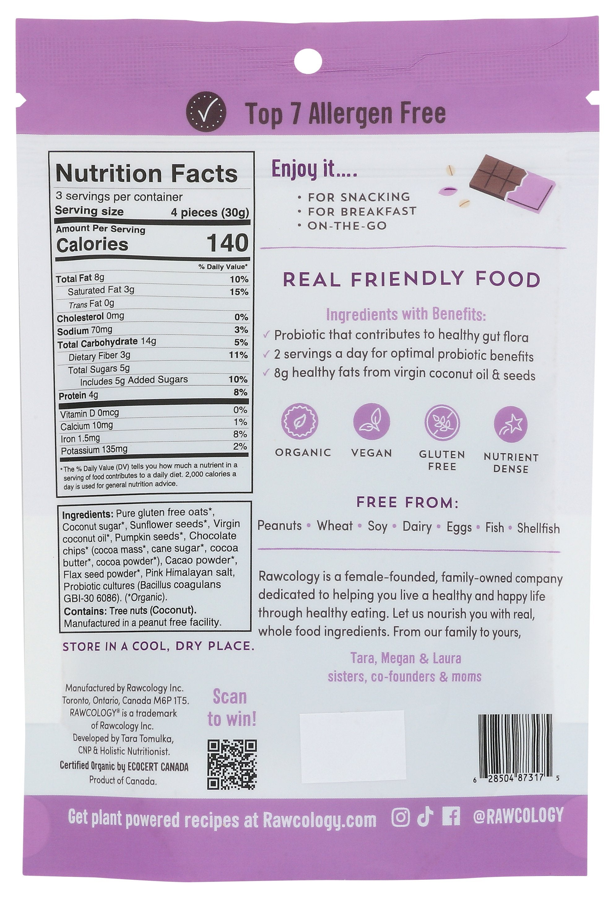 RAWCOLOGY OAT CLUSTERS CHOC ORG - Case of 6