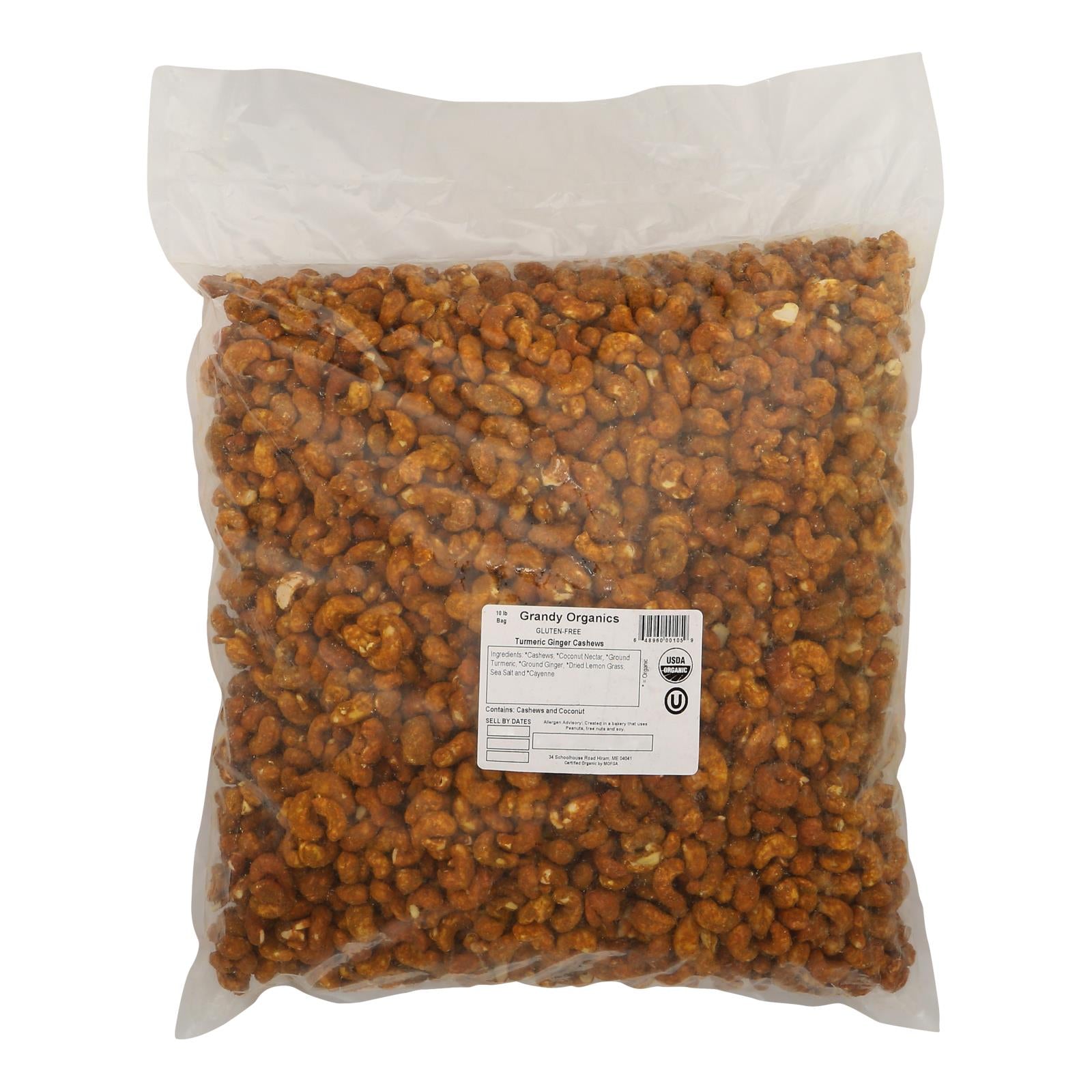 Grandy Oats Cashews Organic Turmeric Ginger - Single Bulk Item - 10lb