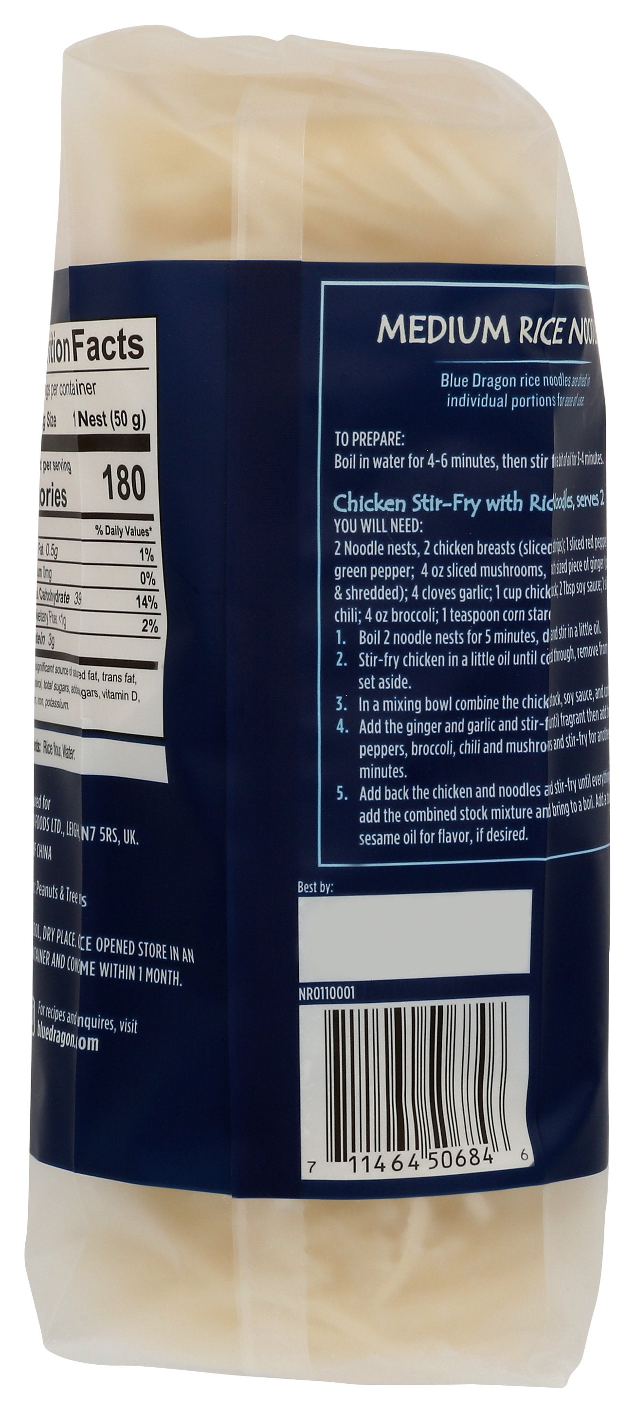BLUE DRAGON RICE NOODLE MEDIUM - Case of 4
