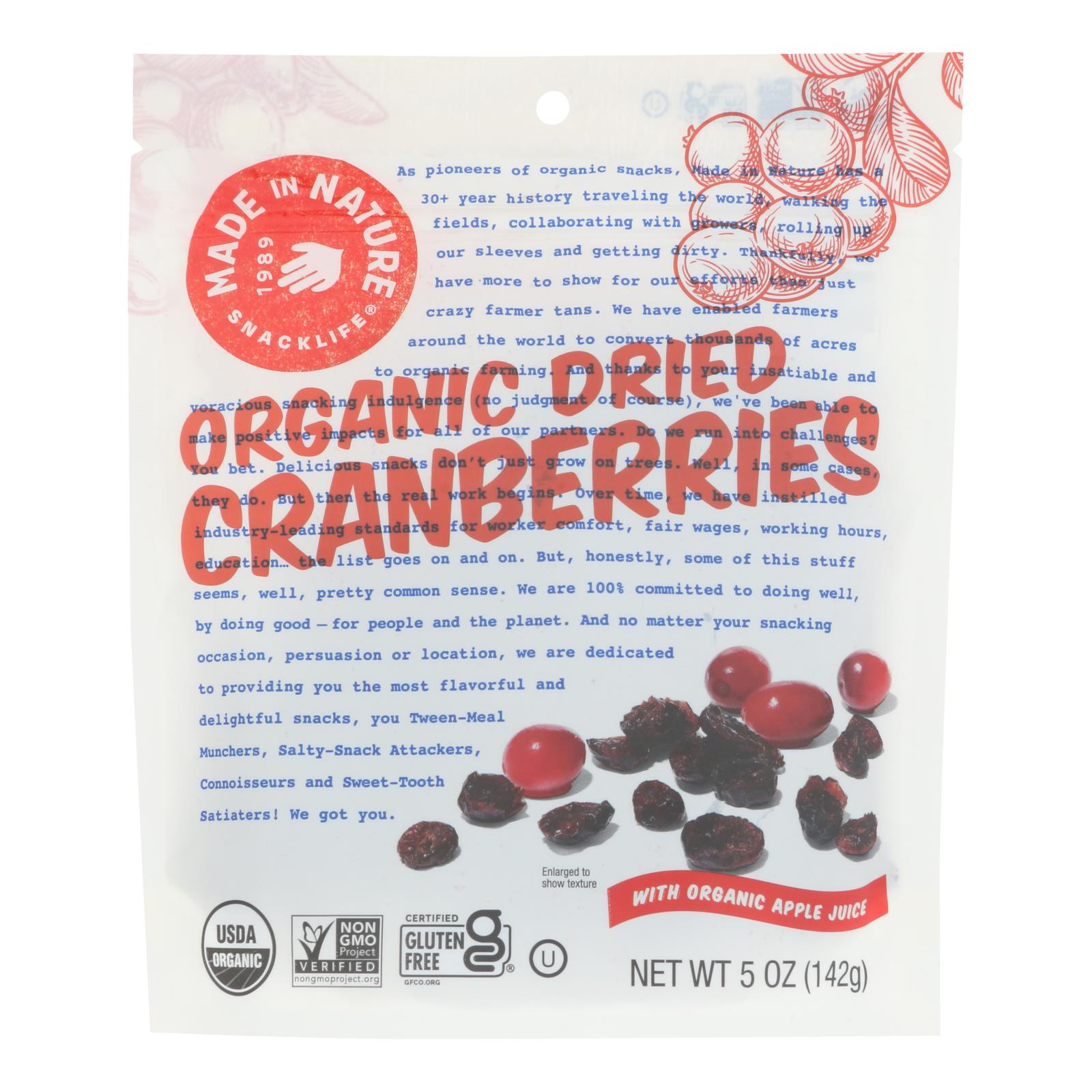 Made In Nature Cranberries Organic Dried Fruit - Case Of 6 - 5 Oz