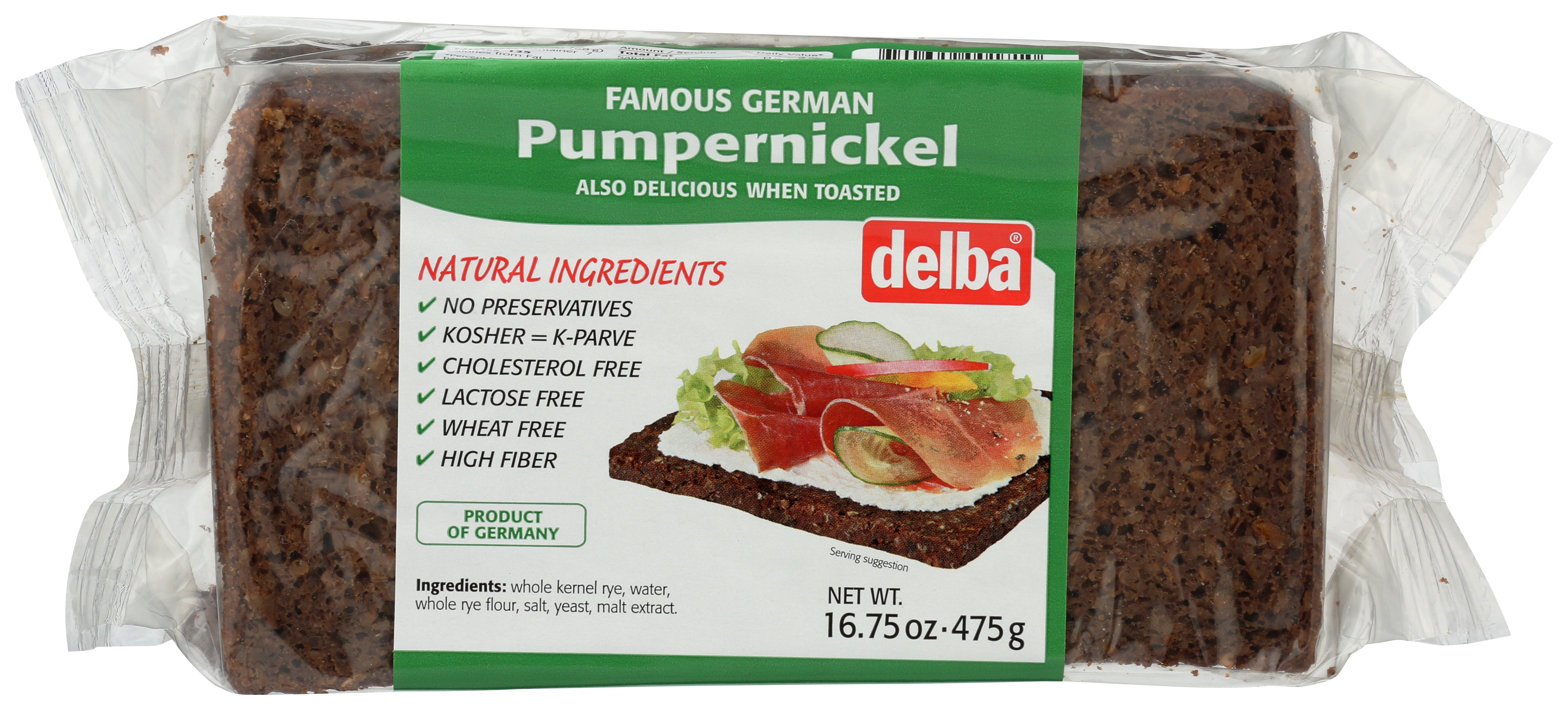Delba Bread Pumpernickel - Pack of 12 - 16.75 oz