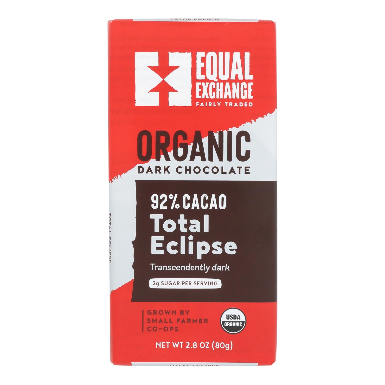 Equal Exchange - Bar Dark Chocolate 92% - Case of 12 - 2.8 OZ